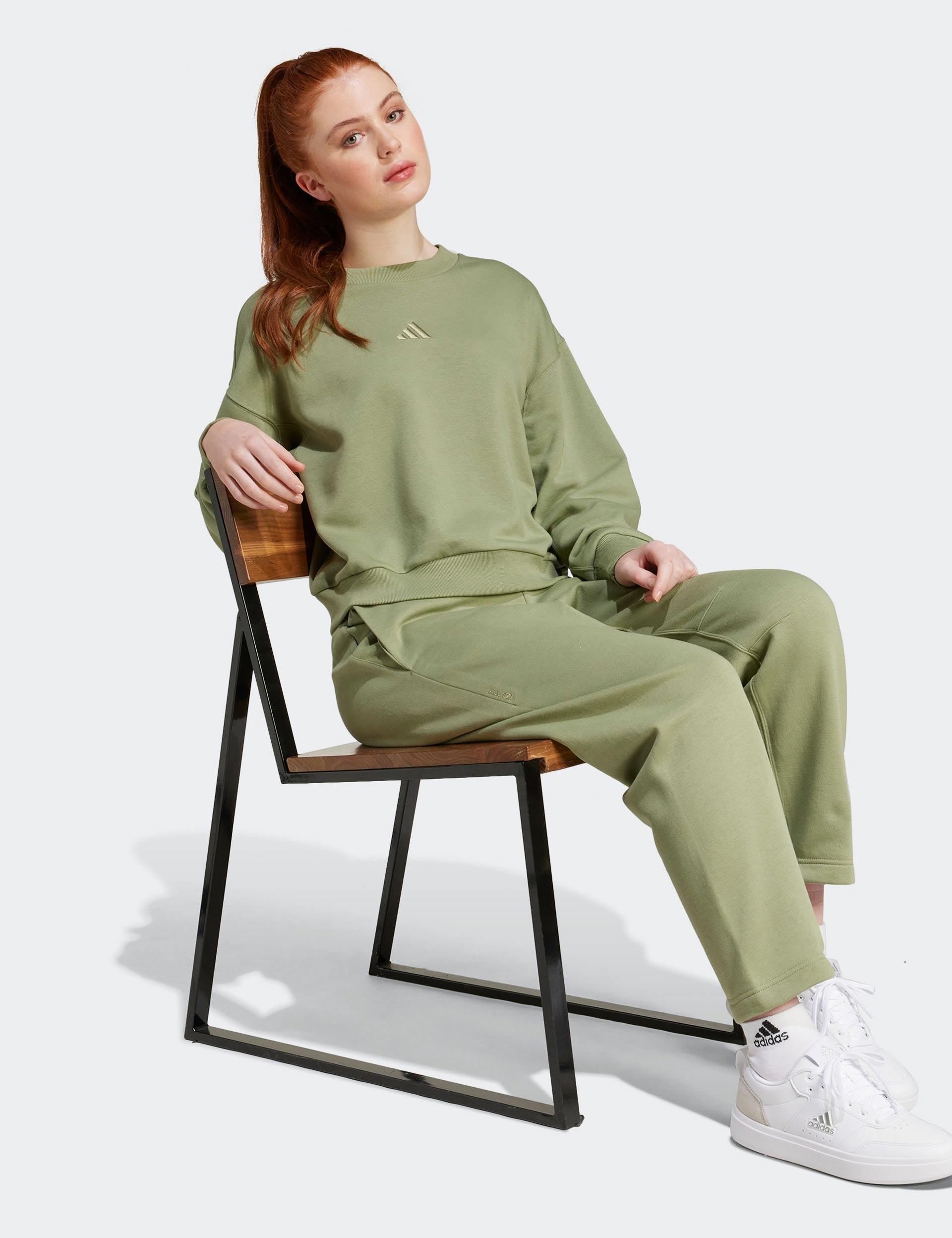 ALL SZN Fleece Loose Sweatshirt for Women - Cozy Oversized Pullover in Tent Green - Perfect for Casual Wear, Lounge & Outdoor Activities