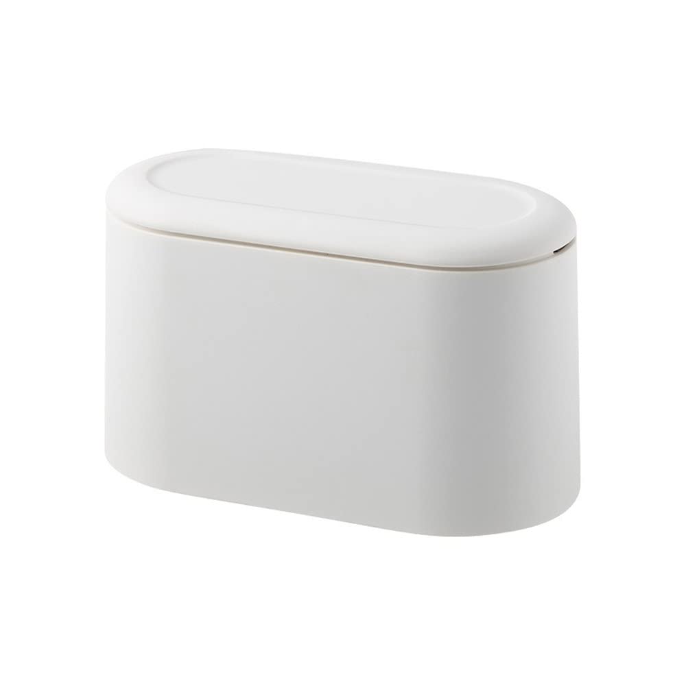 Nipogear Small Trash Can with Lid - Mini Desktop Waste Basket for Office, Bathroom, Vanity, Coffee Table - Compact Countertop Garbage Bin for Home & Office Use (White) | Perfect for Desk Organization & Small Space Living