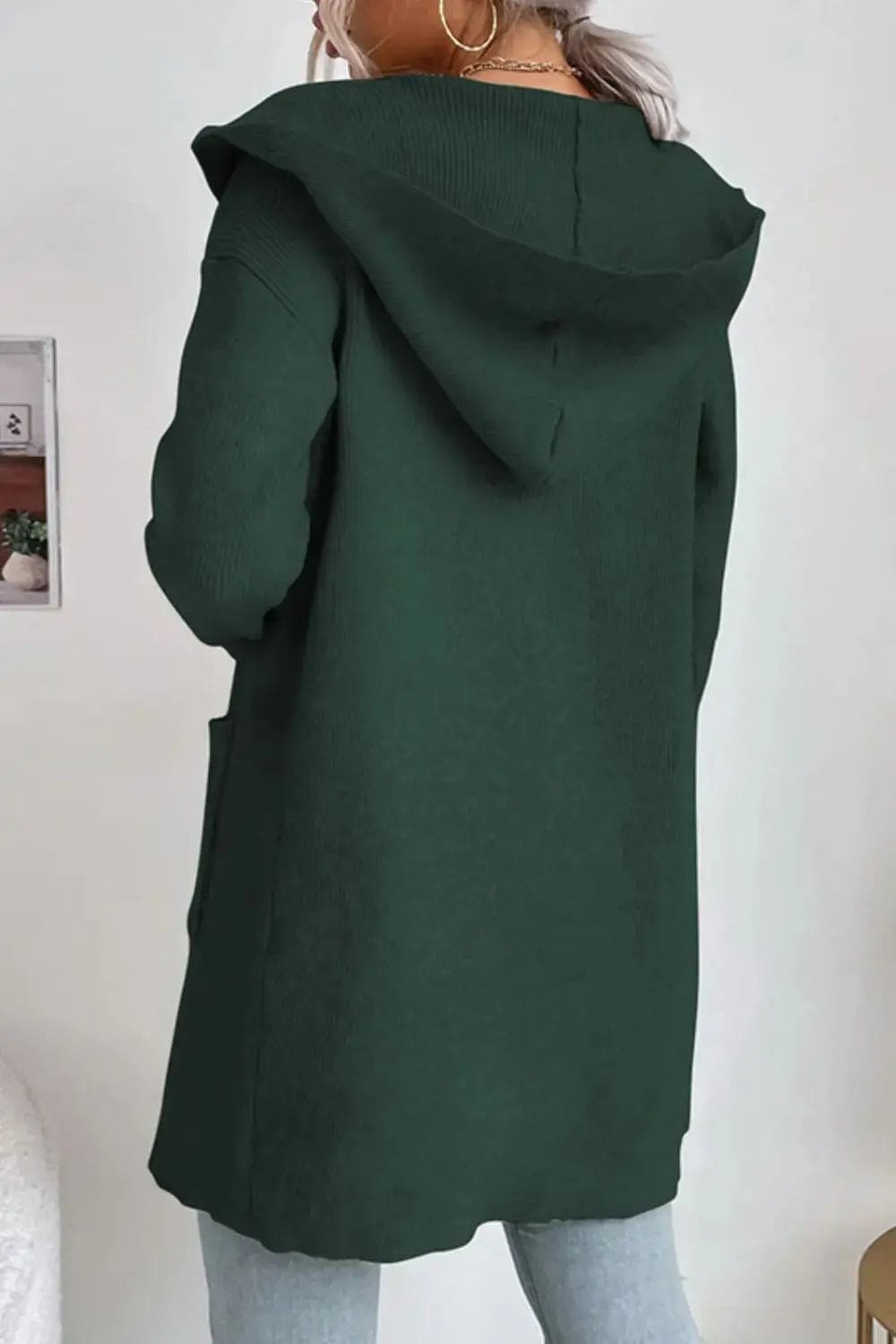 Double Take Ribbed Open Front Hooded Cardigan Sweater for Women - Cozy Knit Long Sleeve Wrap Jacket | Perfect for Fall Layering, Casual Outfits & Lounge Wear