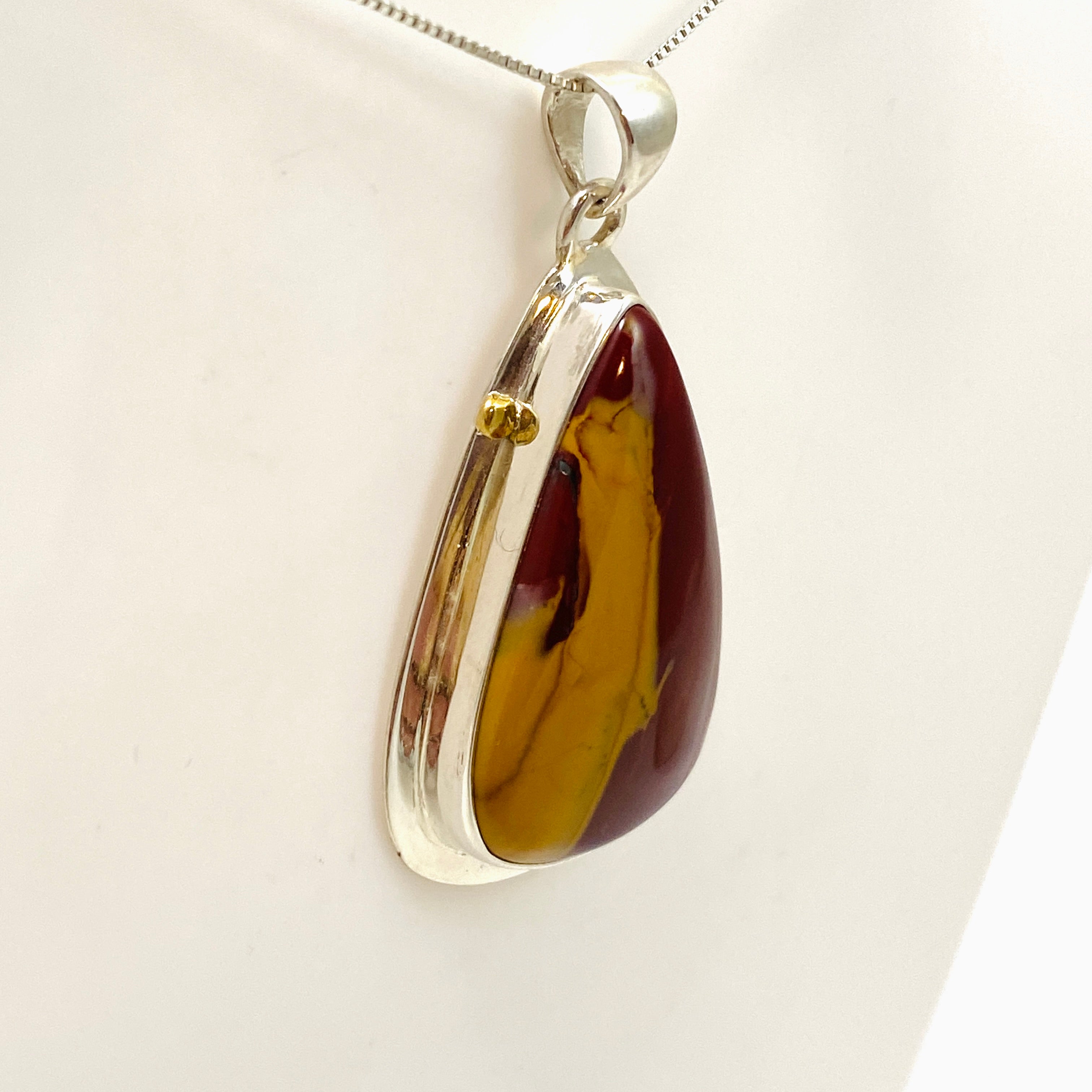 Natural Mookaite Teardrop Cabochon Pendant with Brass Accents - Handmade Jewelry KPGJ4840 | Perfect for Boho Style, Gift Giving & Spiritual Healing