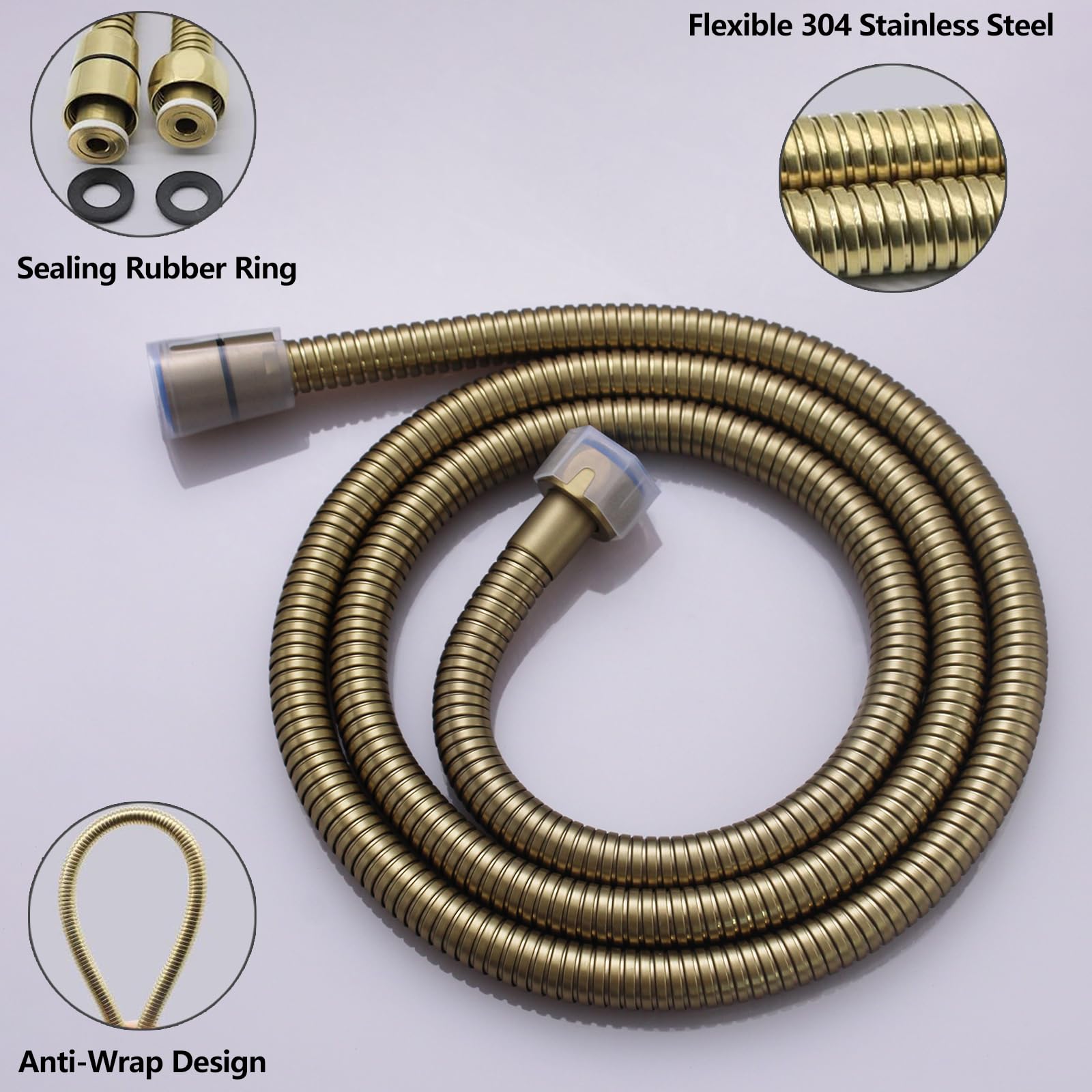 Premium Brushed Gold Handheld Shower Head Set - Solid Brass Square Shower Wand with Adjustable Wall Mount Holder & Hose - Perfect for Bathroom Renovation, Spa-Like Experience, and Pet Washing