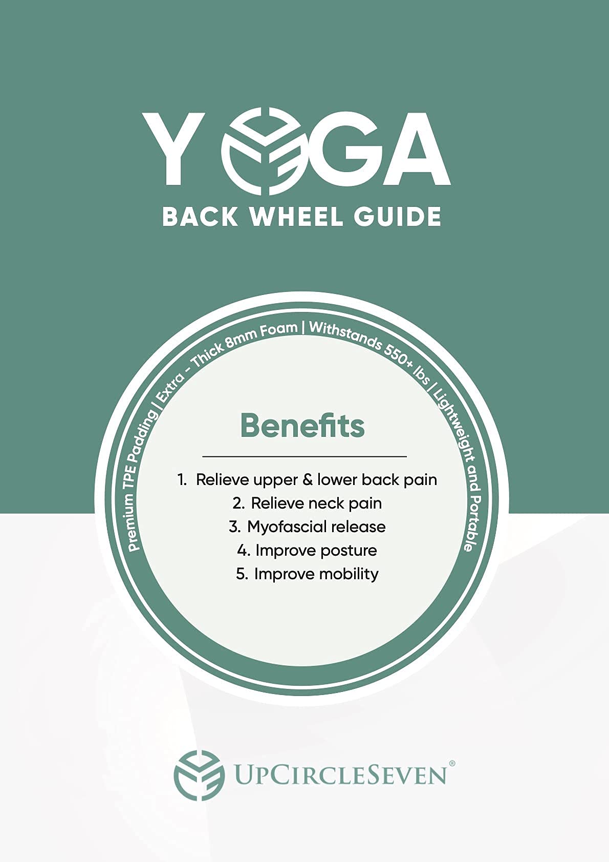 UpCircleSeven Back Roller & Yoga Wheel for Pain Relief - Therapeutic Spine Stretcher for Lower & Upper Back Stiffness - Improve Mobility, Flexibility & Posture Alignment - Perfect for Yoga, Pilates & Home Workouts