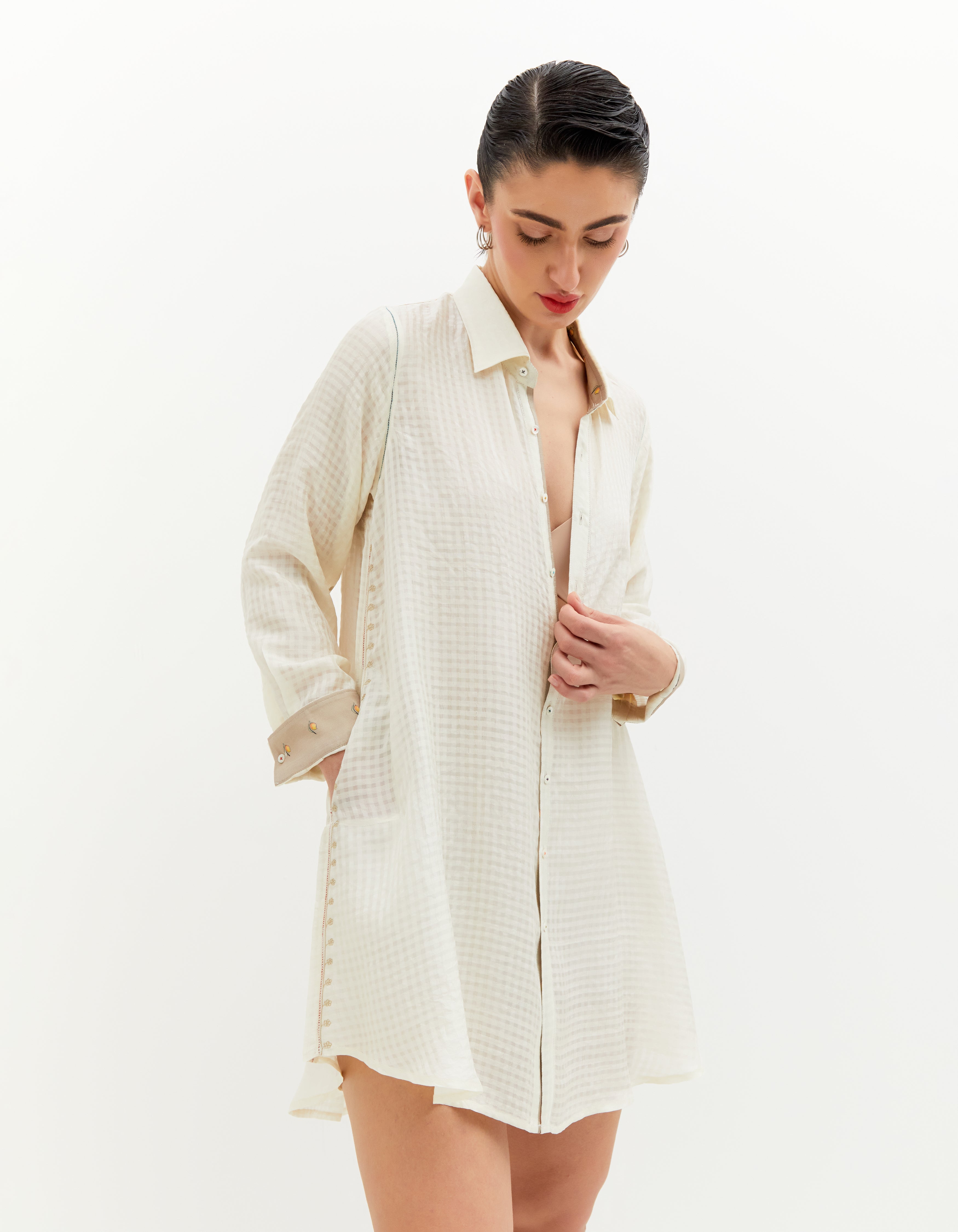 Premium Silk Checkered White Shirt for Men - Elegant & Comfortable Formal Wear - Perfect for Business Meetings, Weddings & Special Occasions