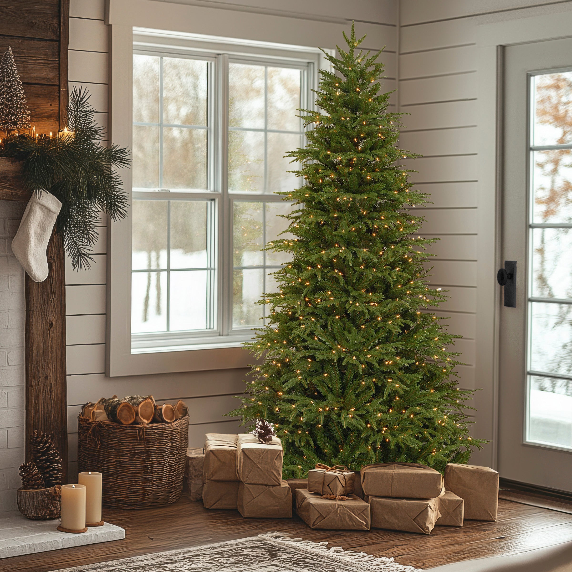 7.5 ft Pre-Lit Northern Fraser Artificial Christmas Tree with Clear LED Lights - Perfect for Holiday Home Decor & Festive Indoor Decorations