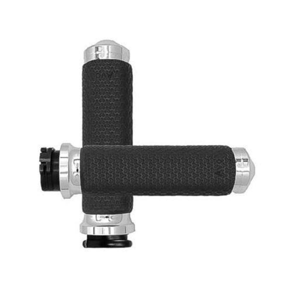 Avon MF-63A-CH-FLY Memory Foam Grips 1.5in Chrome Replacement - Comfortable Motorcycle Handlebar Grips for Harley, Honda, Yamaha - Perfect for Long Rides and Cruising