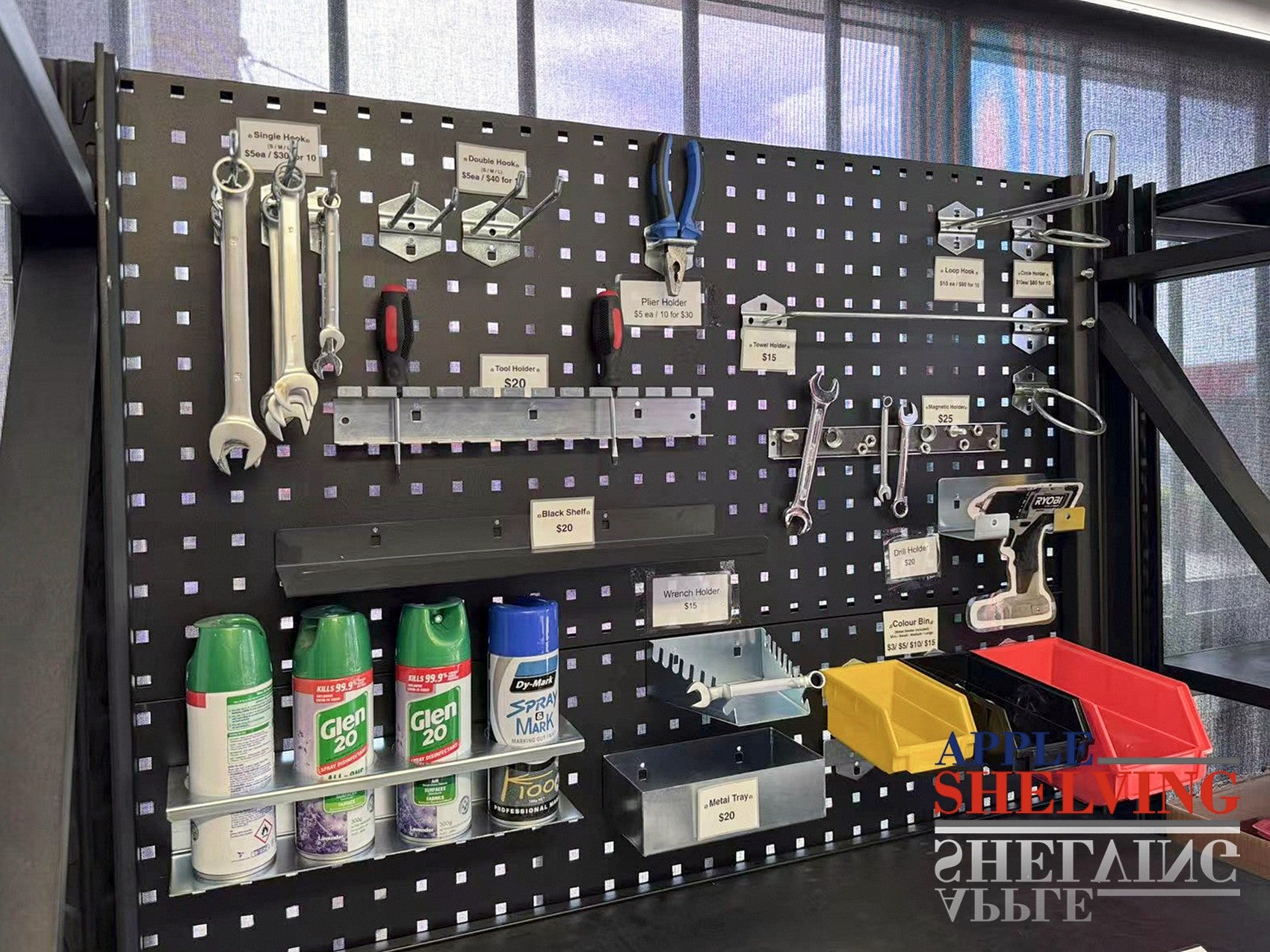 Pegboard Accessories Kit - Wall Organizer Hooks & Shelves for Garage, Workshop & Home Storage - Durable Metal Pegboard Hangers for Tools & Supplies