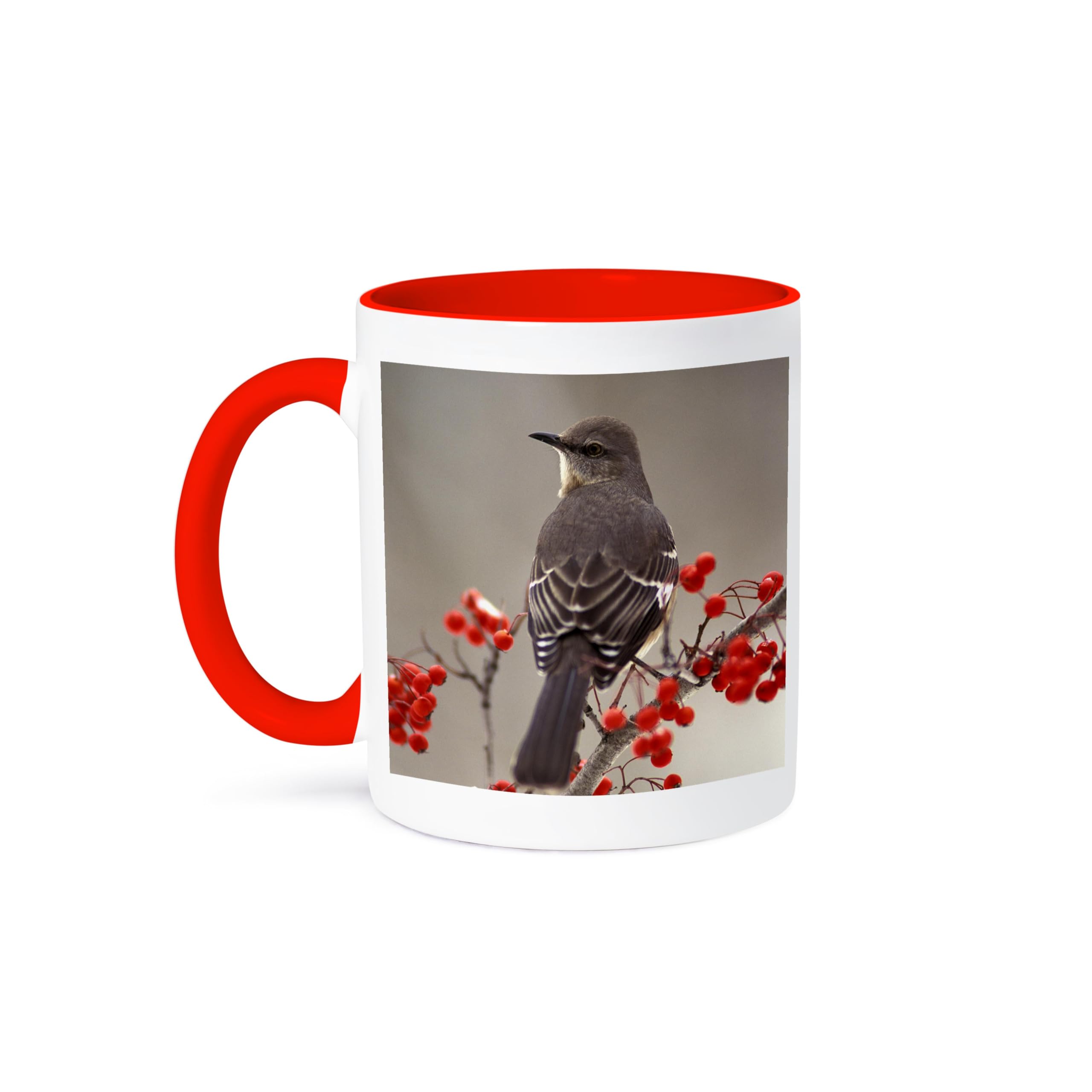3D Rose 11oz Two-Tone Red and White Ceramic Coffee Mug - Perfect for Home, Office, or Gift Giving