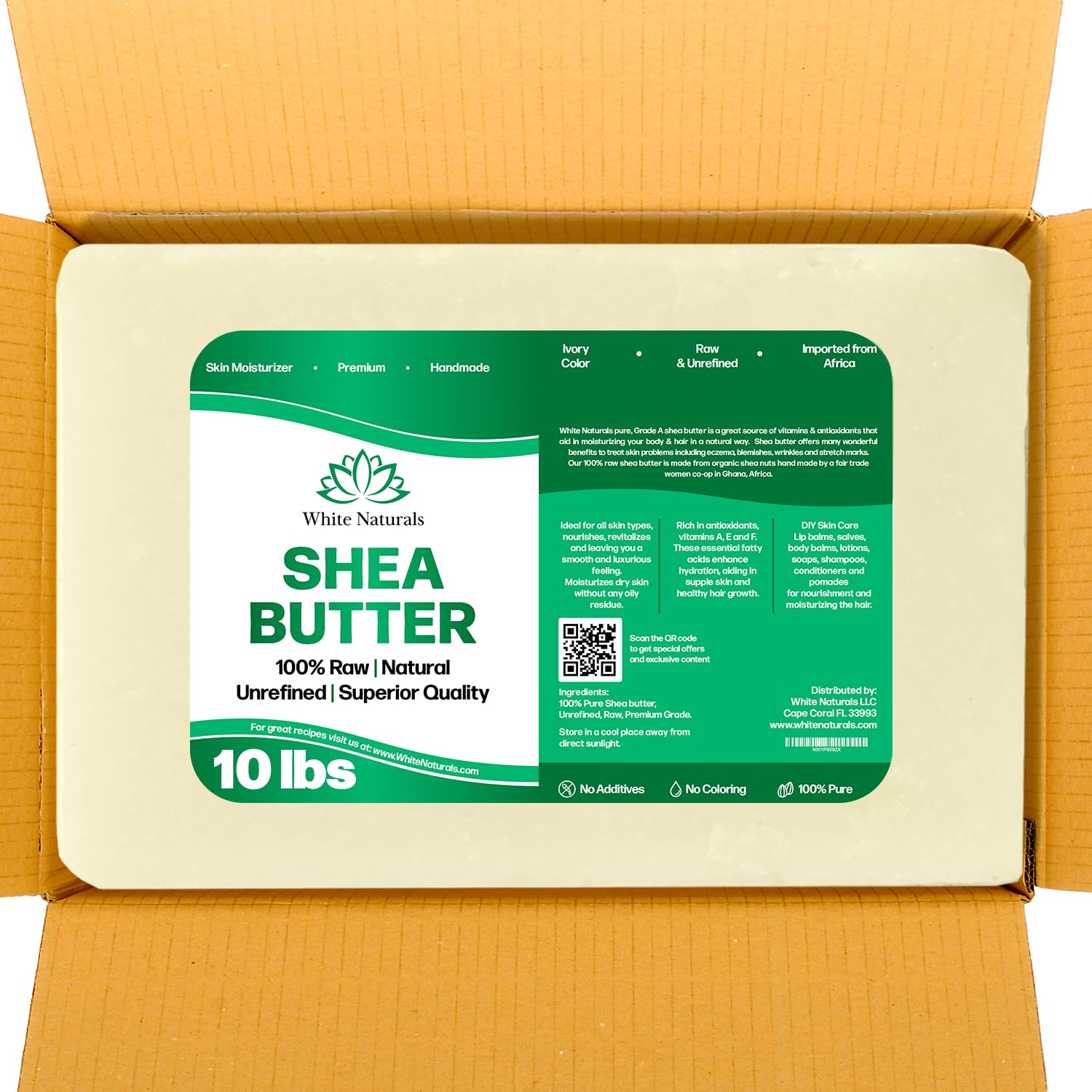 10 lb Bulk Pure Raw Unrefined African Grade A Ivory Shea Butter - Natural Moisturizer for Skin, DIY Lip Balm, Stretch Marks & Sun Damage Recovery | Perfect for Body Care, Baby Cream & Homemade Cosmetics