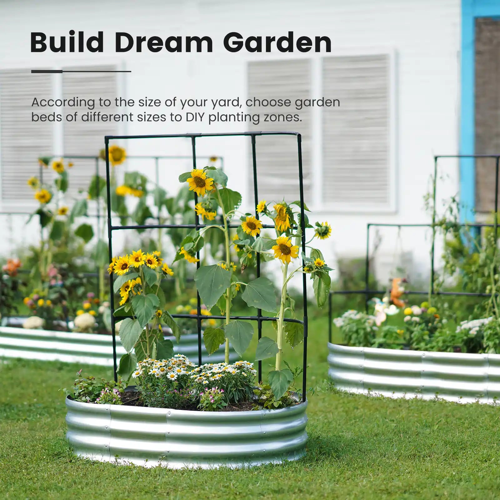Elevated Raised Garden Bed with Wall Trellis - Perfect for Small Spaces, Urban Gardening & Vertical Planting - Ideal for Vegetables, Flowers & Herbs in Backyards, Patios & Balconies