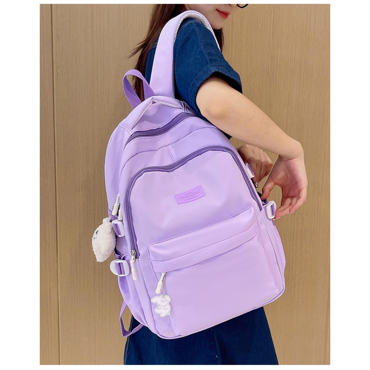 Stylish Large Capacity Canvas Backpack for Women & Men - Cute Aesthetic Travel Daypack, Durable Casual Hiking Backpack (Purple) - Perfect for School, Work, Travel & Outdoor Adventures