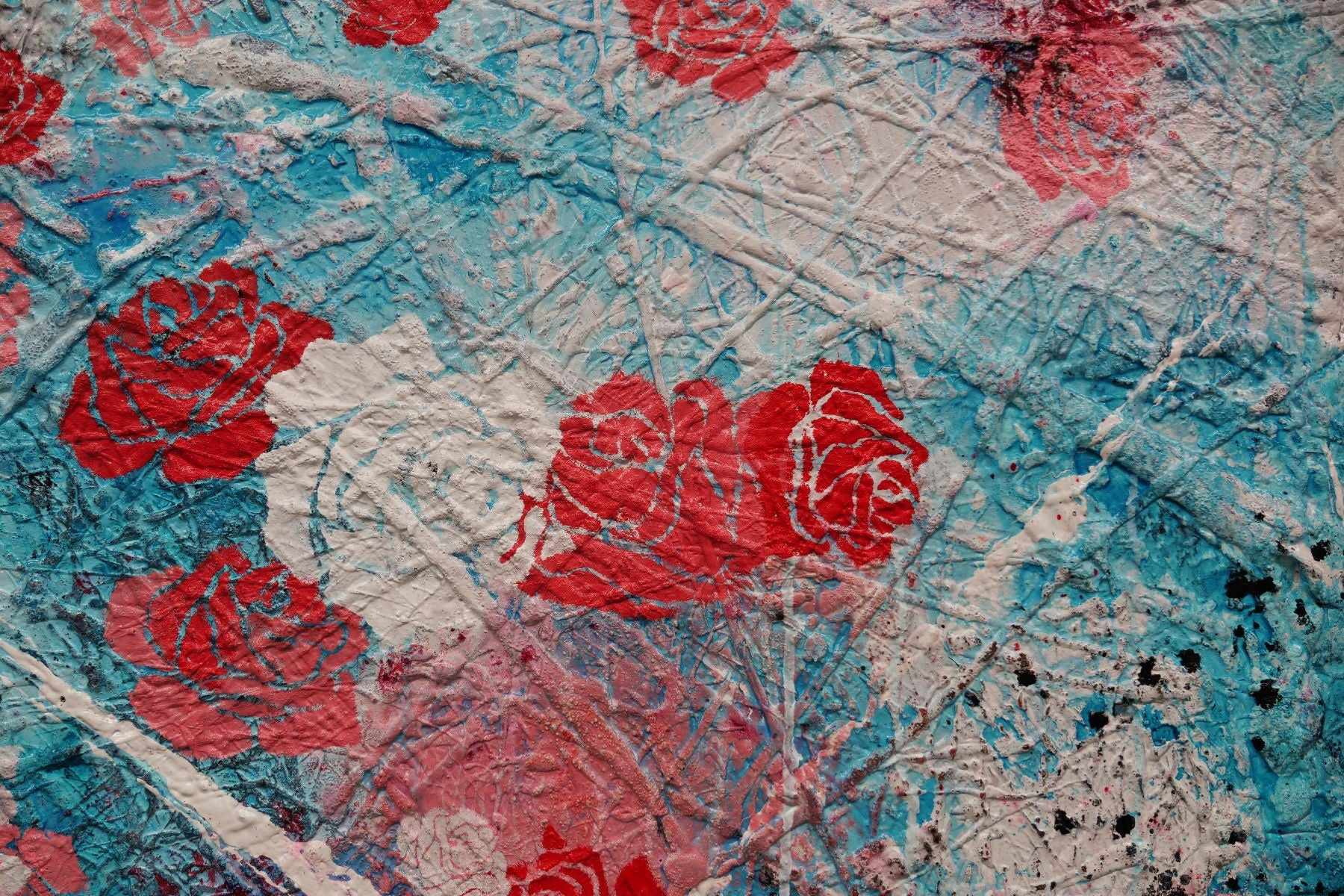 Forever and Ever 120x150cm Romantic Kisses Urban Pop Art Abstract Canvas Painting - Modern Home Decor for Living Room, Bedroom & Office Wall Art