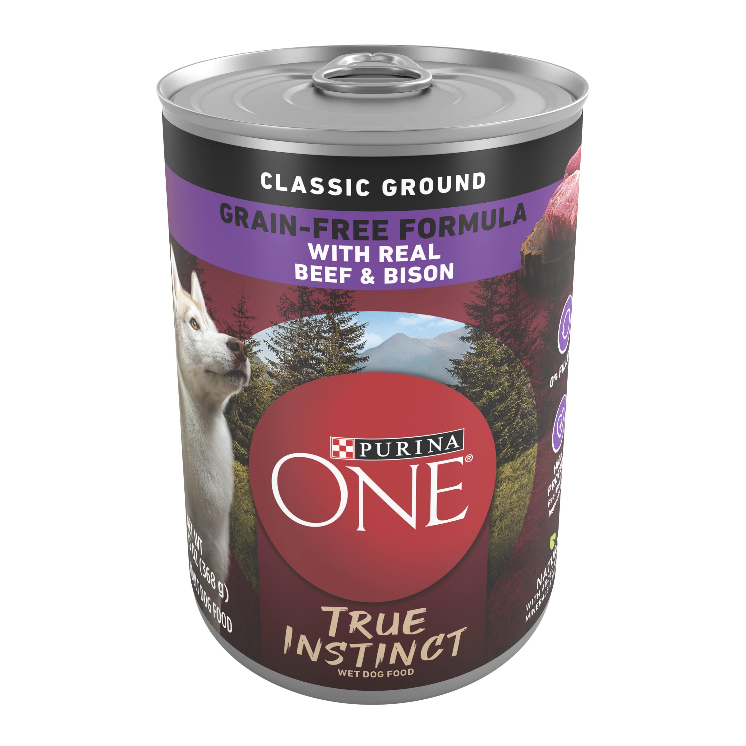 Purina ONE Grain-Free Wet Dog Food with Real Beef & Bison - High Protein Canned Dog Food for Adult Dogs - 12 Pack (13 oz Cans) - Perfect for Mealtime & Training Rewards