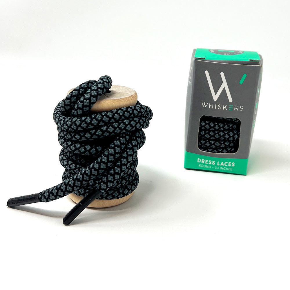 Black & Gray Honeycomb Pattern Dress Laces - Elegant Shoe Laces for Women's & Men's Dress Shoes, Sneakers & Boots - Perfect for Formal Events, Weddings & Office Wear