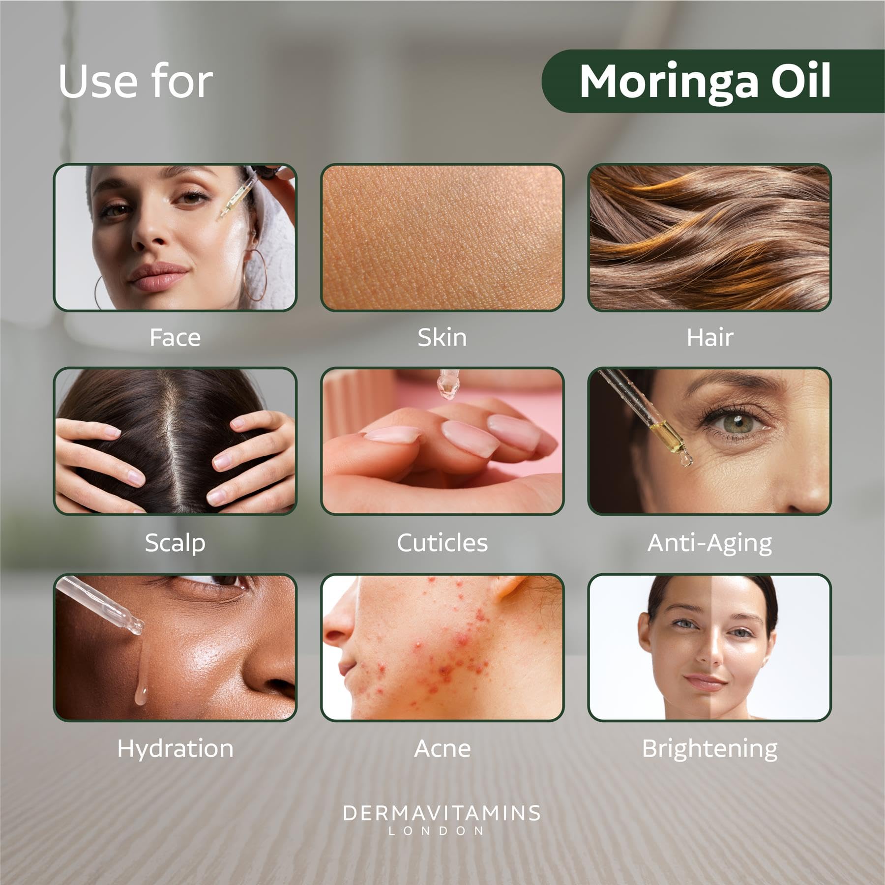 Pure 100% Moringa Oil by Dermavitamins - 10ml | Organic Cold-Pressed for Skin & Hair Care | Perfect for Moisturizing, Anti-Aging & Scalp Treatment