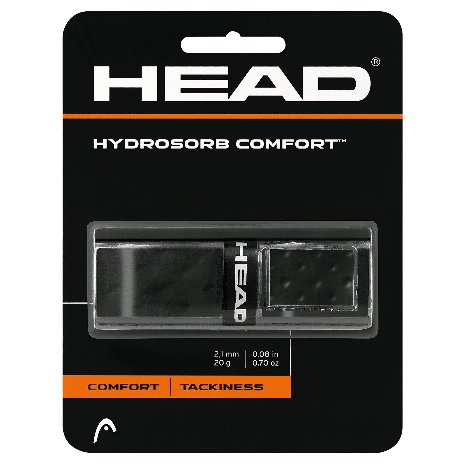 Head Hydrosorb Comfort Replacement Tennis Grip - Black | Cushioned, Non-Slip Handle Grip for Tennis Rackets | Perfect for Competitive Play & Training Sessions