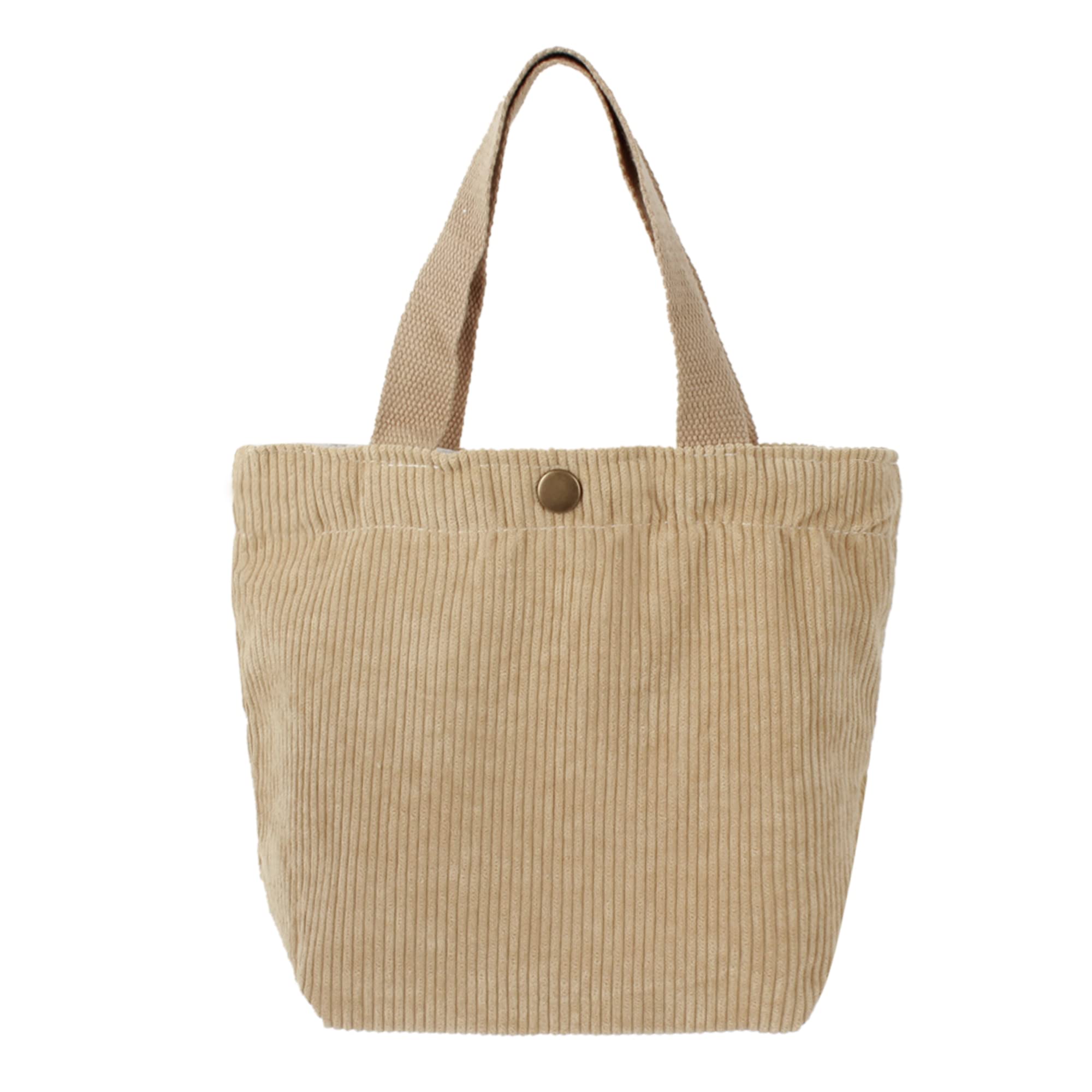 Women's Mini Corduroy Tote Bag - Cute Small Vintage Shoulder Handbag for Girls & Women - Perfect for Shopping, Lunch, Work & Casual Outings