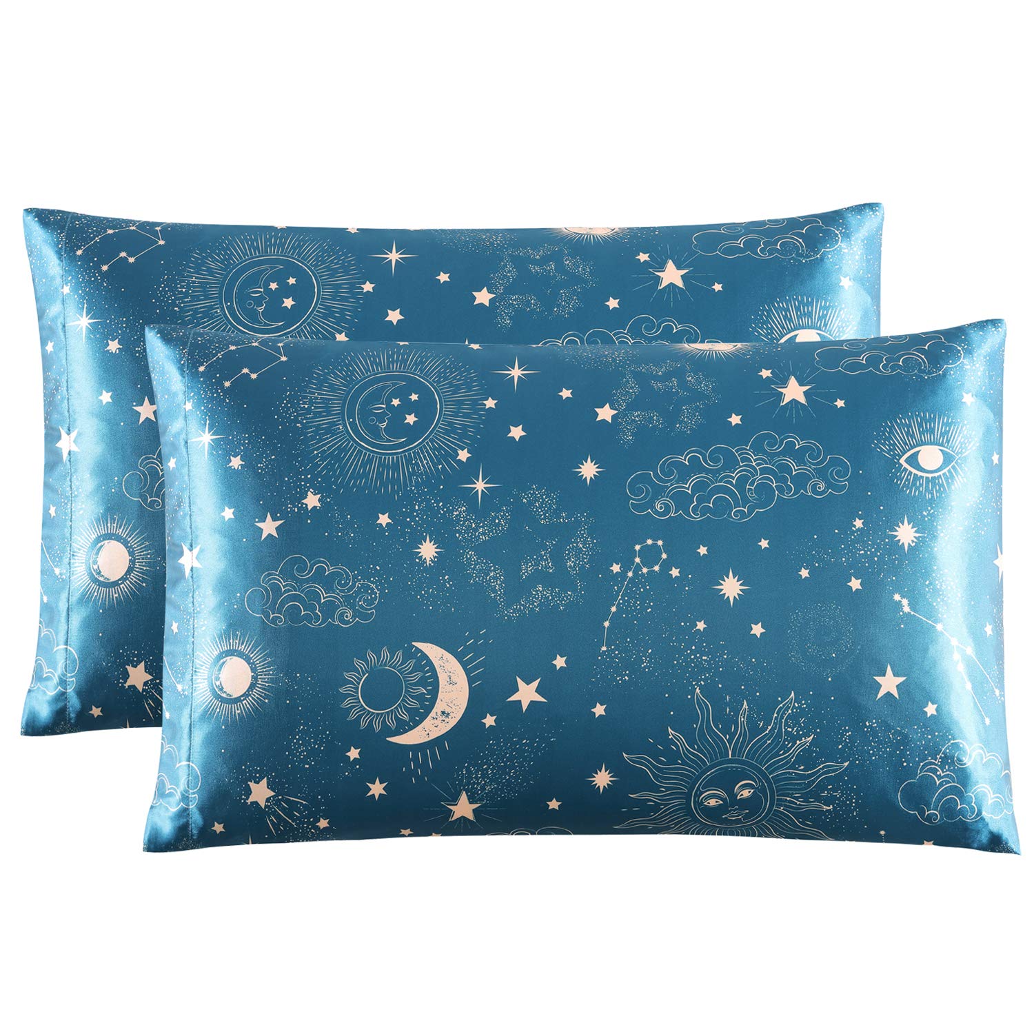 EXQ Home Satin Pillowcase Set of 2 - Queen Size Silky Soft Pillow Covers for Hair & Skin Care, Printed Satin Pillow Cases with Envelope Closure (Similar to Silk) - Perfect for Bedroom Luxury, Gift & Travel