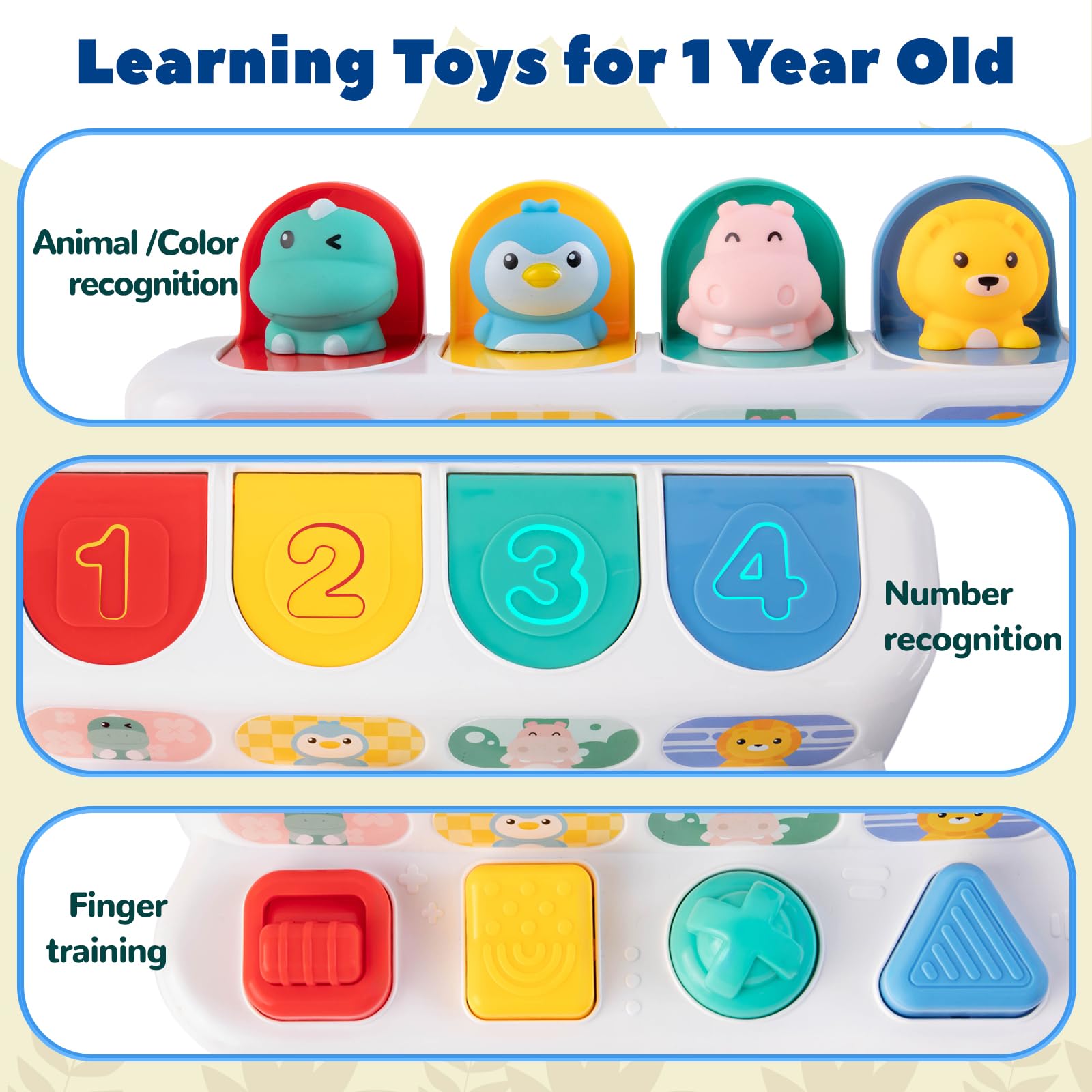 Montessori Cause and Effect Toy for Babies 6-12 Months - Push Button Pop Up Animal Sensory Toy | Interactive Learning Toy for Toddlers 1-3 Years | Educational Developmental Toy for Boys & Girls 9-11 Months | Perfect for Early Childhood Development & Playtime Fun