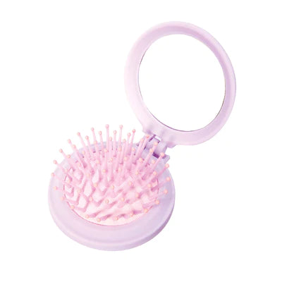 IS Gift Compact Hairbrush Unicorn - Portable Travel Hair Brush for Women & Girls, Detangling Styling Brush for Straight & Curly Hair - Perfect for Home, Travel, Gym & School