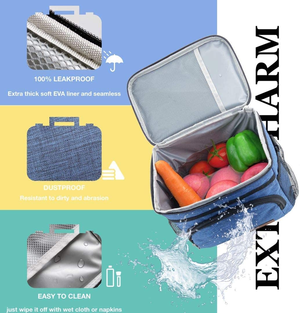 ExtraCharm Insulated Lunch Bag for Women & Men - Reusable Leakproof Cooler Tote with Adjustable Shoulder Strap - Perfect for Office, School, Picnic, Hiking, Beach & Travel - Eco-Friendly Lunch Box Organizer for Adults - Green