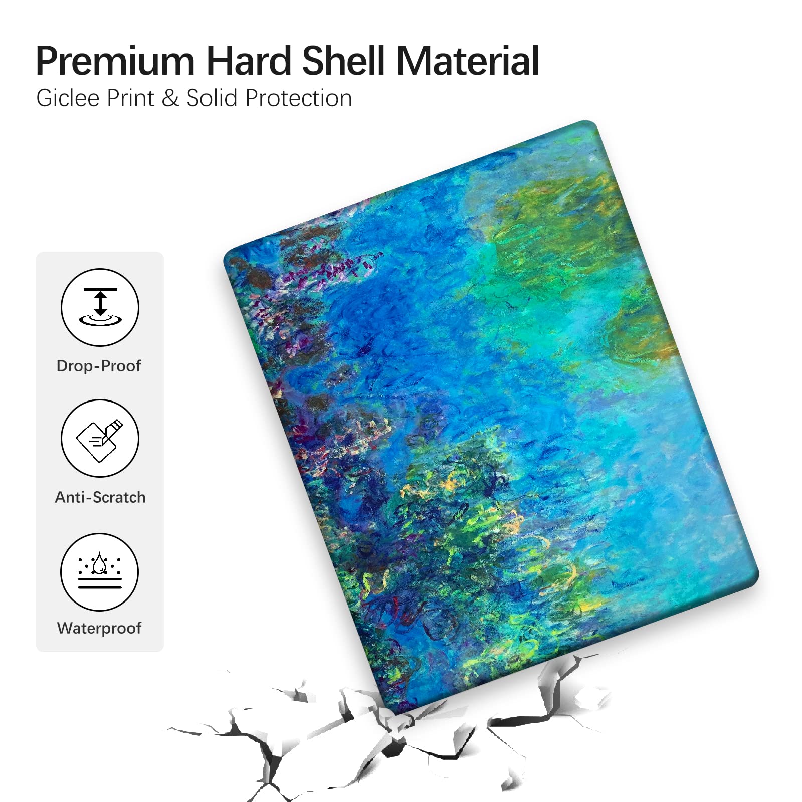 Berkin Arts MacBook Air 13 Inch Case Cover (2022-2018 Release A1932) with Touch ID - Includes Keyboard Cover & Screen Protector - Cloisonnism Design (Wisteria by Monet) - Perfect for Work, Travel & Home Office Use
