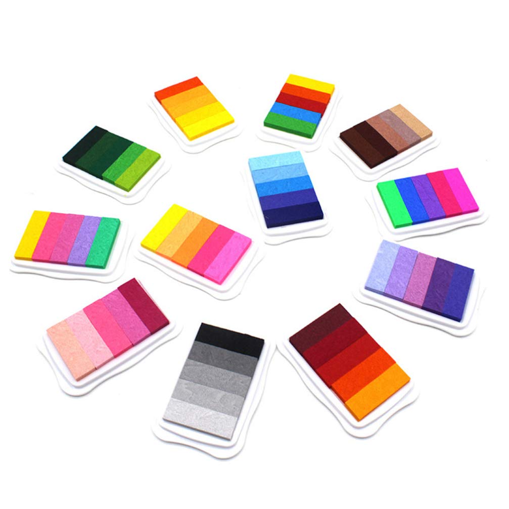5 Colorful Gradient Ink Stamps for Kids - Fun Craft Stamps with Ink Pad for DIY Projects, Scrapbooking & School Activities - Safe Non-Toxic Child Art Supplies