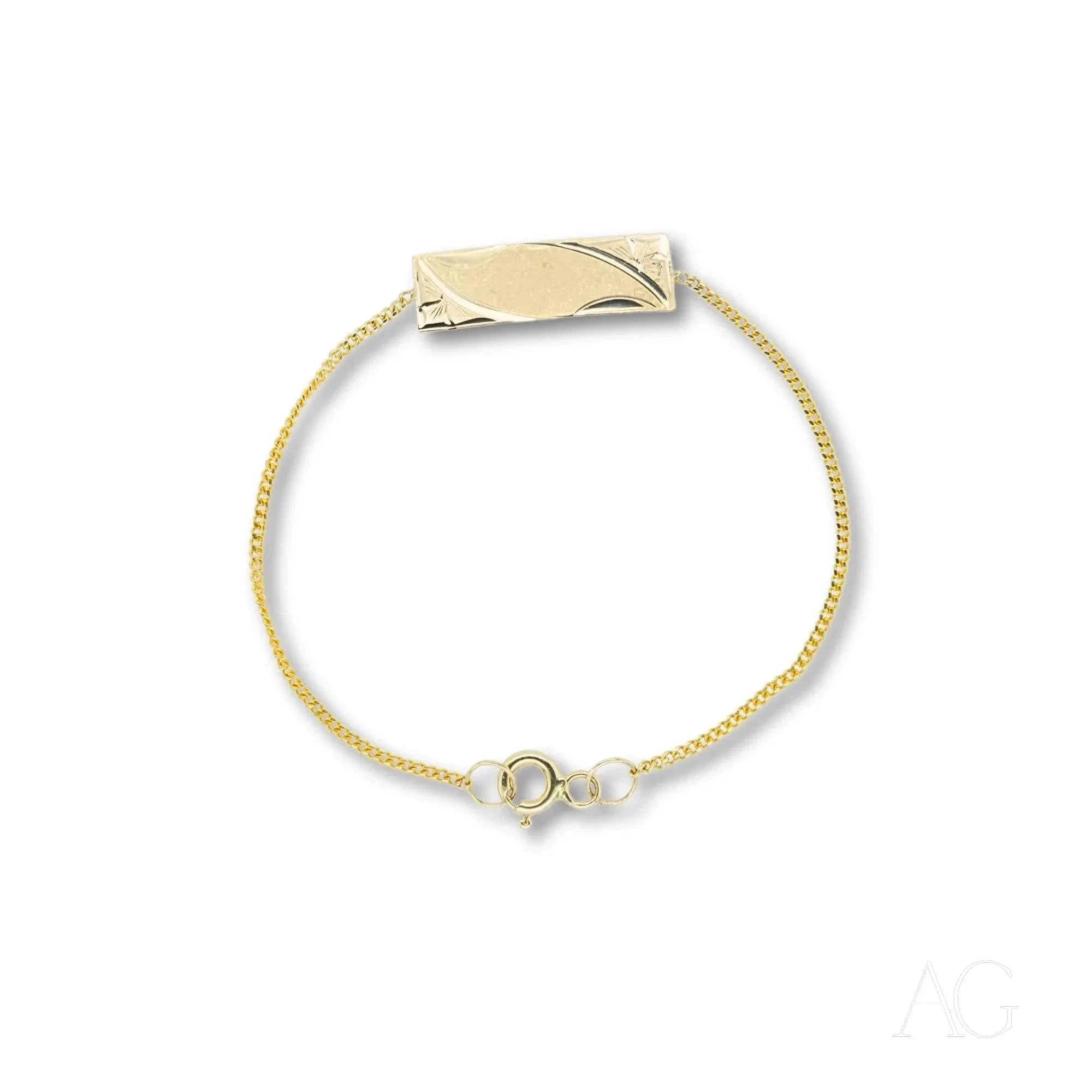 Timeless 18k Solid Gold ID Bracelet for Kids - Personalized Name Jewelry Gift for Children, Birthday & Special Occasions