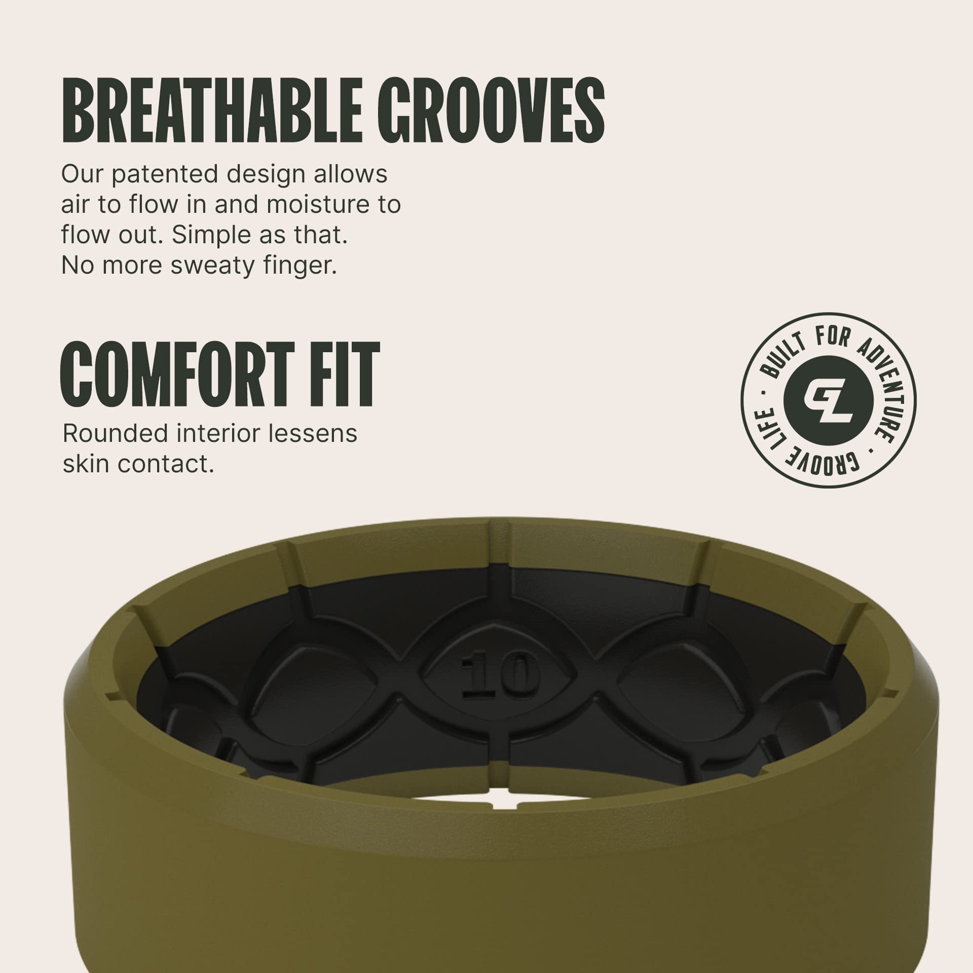**Groove Life Zeus Silicone Ring for Men – Durable, Breathable Rubber Wedding Band with Lifetime Warranty & Comfort Fit – Perfect for Active Lifestyles, Gym, Swimming & Outdoor Adventures**