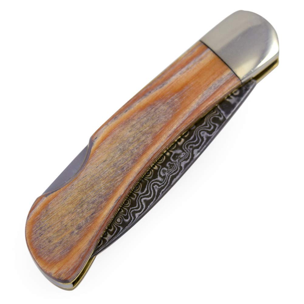 Premium Folding Pocket Knife with Damascus Steel Blade, Artisan-Crafted Mother of Pearl & Arizona Turquoise Handle, 3