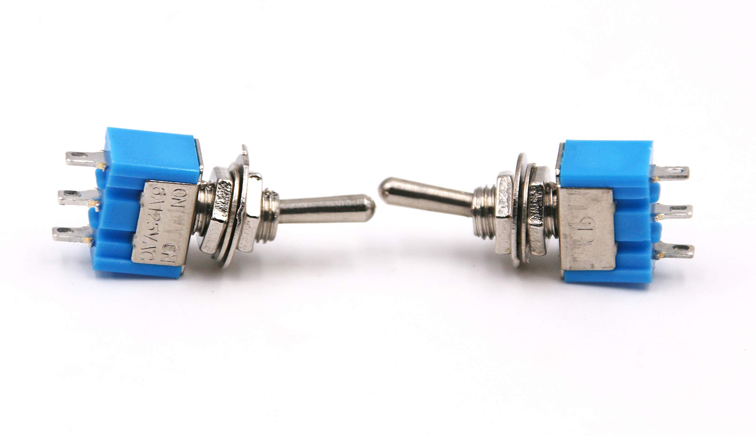 RuoFeng DPDT Toggle Switch AC 125V 6A ON/ON 2 Position Mini Light Blue Electrical Switch (10-Pack) - Perfect for DIY Electronics, Guitar Pedals, and Automotive Applications
