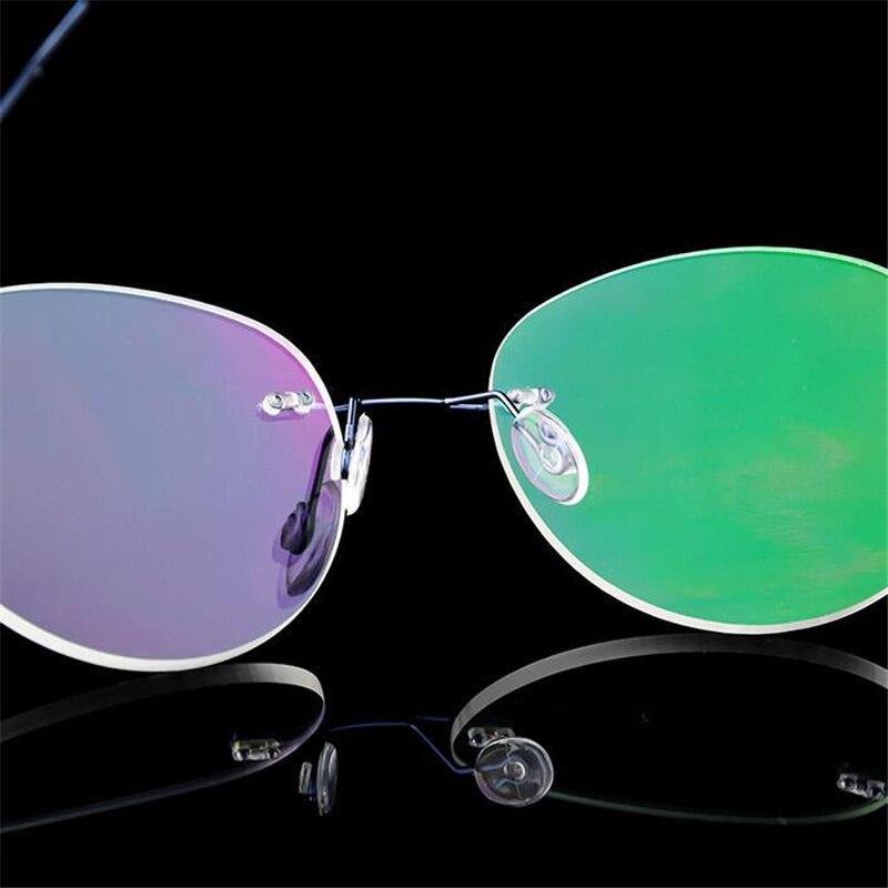 Retro Round Foldable Ultra Light Blue Light Blocking Computer Glasses - Memory Frame Rimless Eyewear for Men & Women - Perfect for Office, Gaming & Screen Time