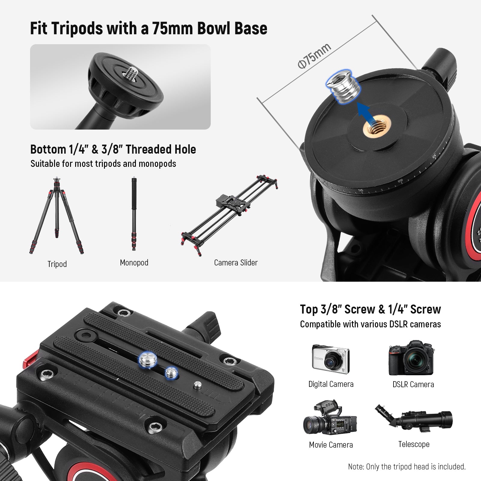 NEEWER GM002 Heavy Duty Video Tripod with Fluid Head - Professional Camera Stand for DSLR, Camcorder, Streaming & Photography - Perfect for YouTube, Vlogging, Live Broadcasts & Film Making