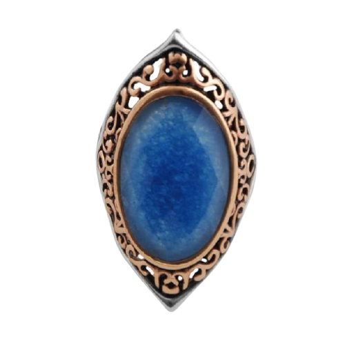 Barse Navy Blue Quartz Oblong Ring for Women - Elegant Statement Jewelry for Parties, Weddings & Everyday Wear