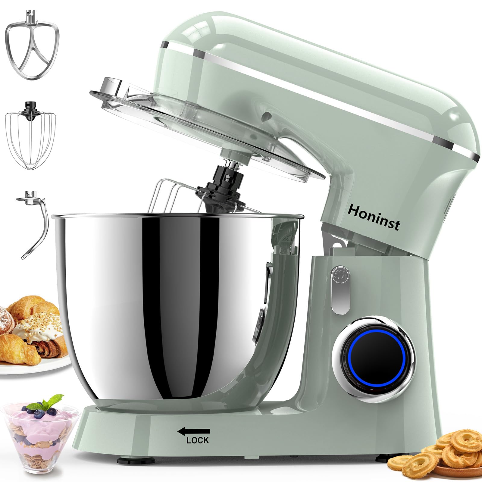 6.5QT 10-Speed Tilt-Head Electric Stand Mixer with Bowl, Dough Hook, Whisk & Beater - Powerful Kitchen Mixer for Baking Cakes, Cookies & Bread - Perfect for Home Bakers & Cooking Enthusiasts (Green)