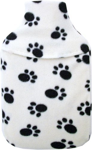 Vagabond Fleece Paw Print Hot Water Bottle Cover with 1L Small Hot Water Bottle - Cozy Warmth for Winter Nights, Period Cramps & Pet Comfort