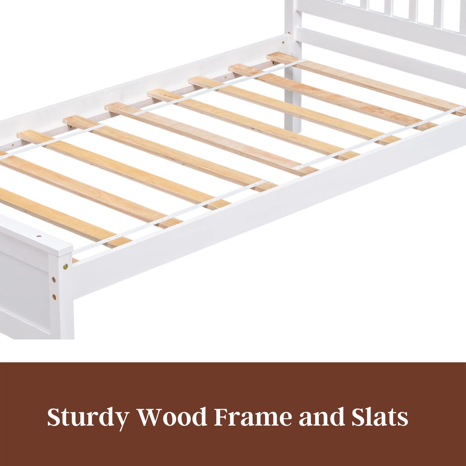 2 Piece Twin Bedroom Set - Wooden Twin Bed Frame with Headboard, Footboard & Matching Nightstand - No Box Spring Needed - Perfect for Kids, Teens, Boys & Girls Bedrooms - Durable White Bedroom Furniture for Small Spaces & Guest Rooms