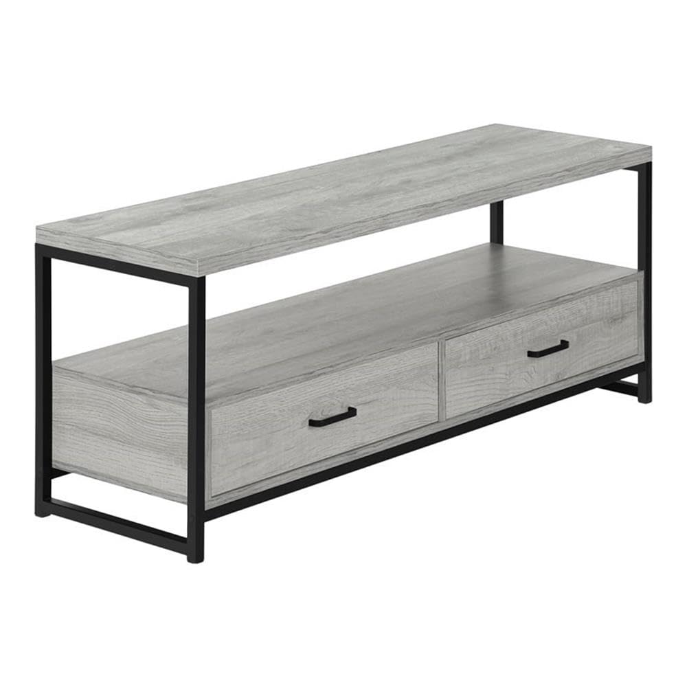 Monarch Specialties 2871 48-Inch TV Stand with Storage Drawers - Modern Grey & Black Media Console for Living Room & Bedroom - 47.25