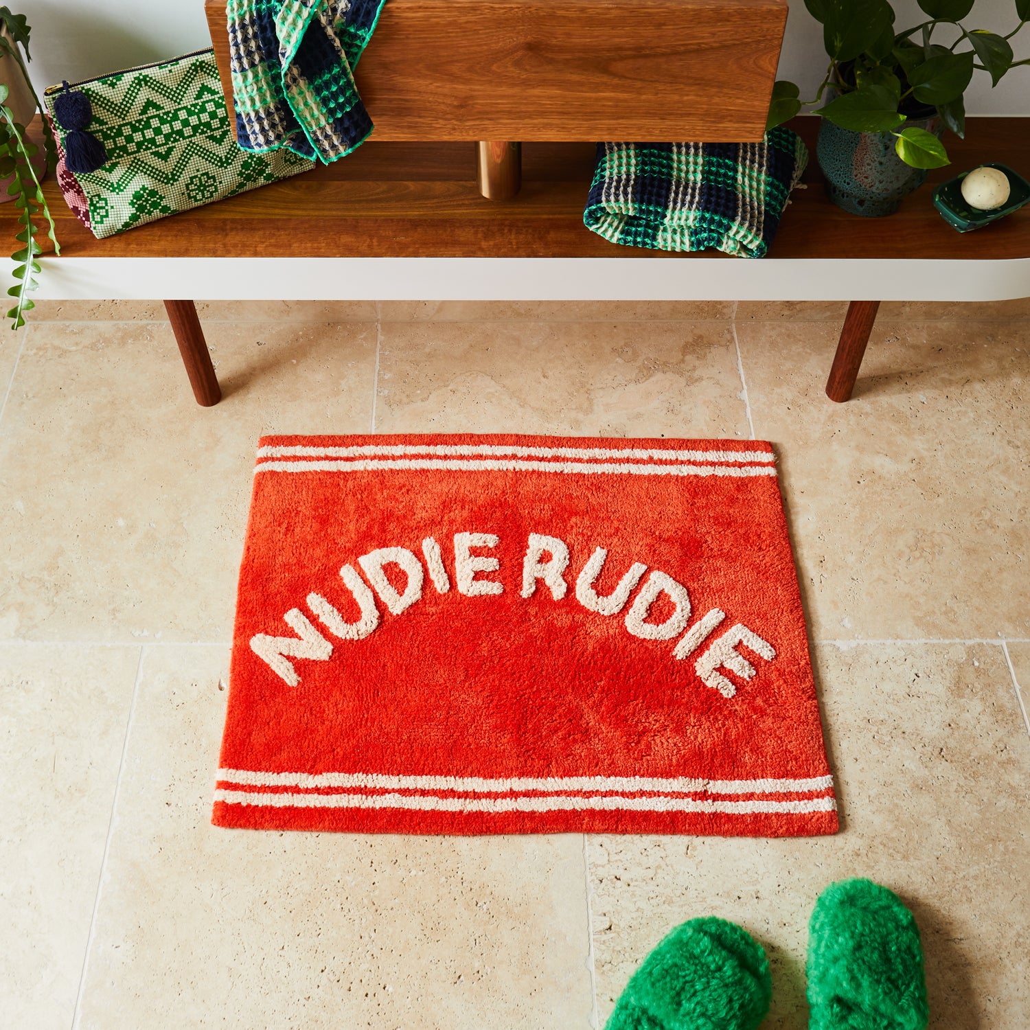 Elba Nudie Bath Mat - Soft Non-Slip Absorbent Bathroom Rug for Shower & Tub - Cherry Red - Perfect for Bathroom, Spa & Home Decor