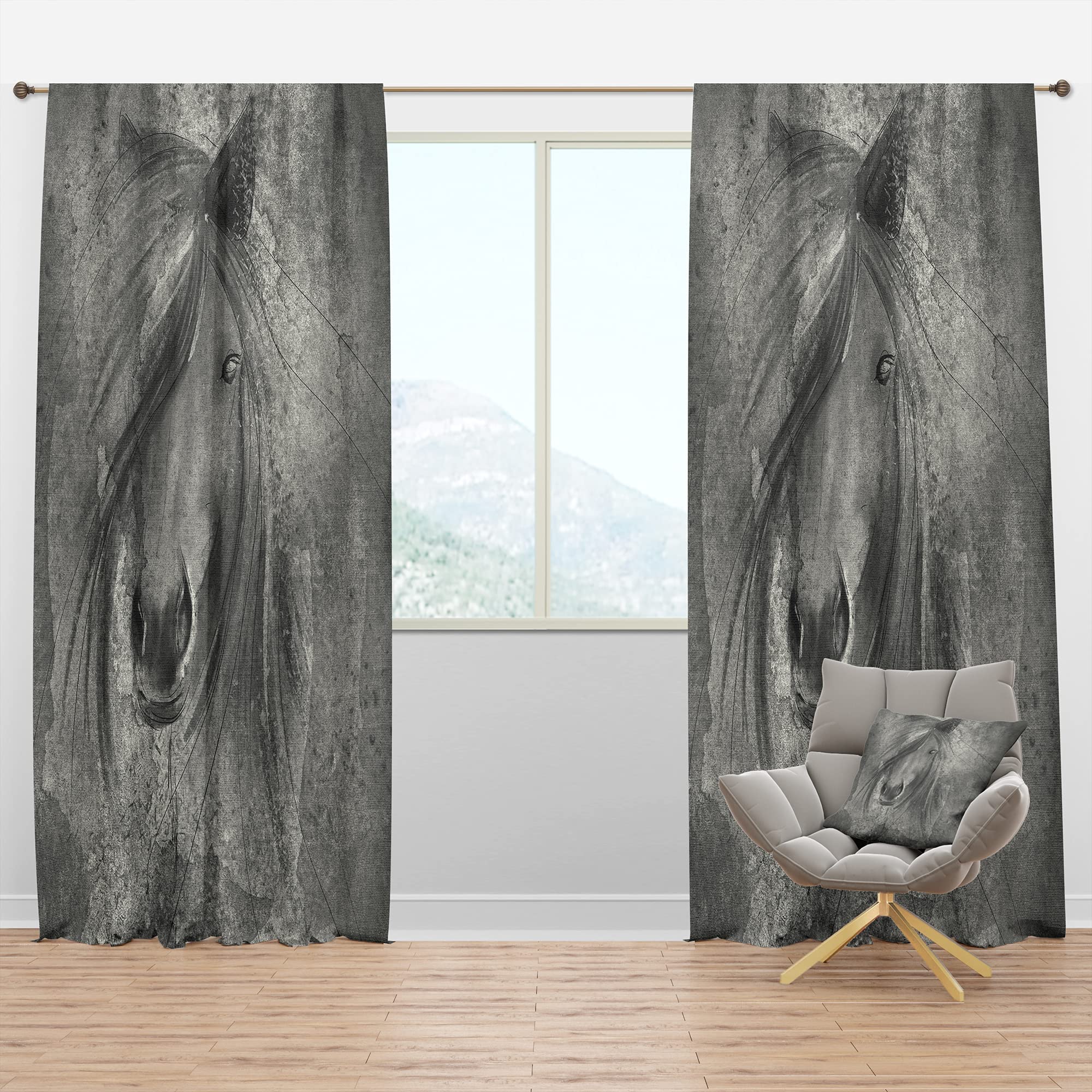 Farmhouse Horse IV Blackout Curtains - Thermal Insulated Single Panel (52x63 inches) for Bedroom & Living Room - Elegant Room Darkening Drapes for Better Sleep & Energy Efficiency
