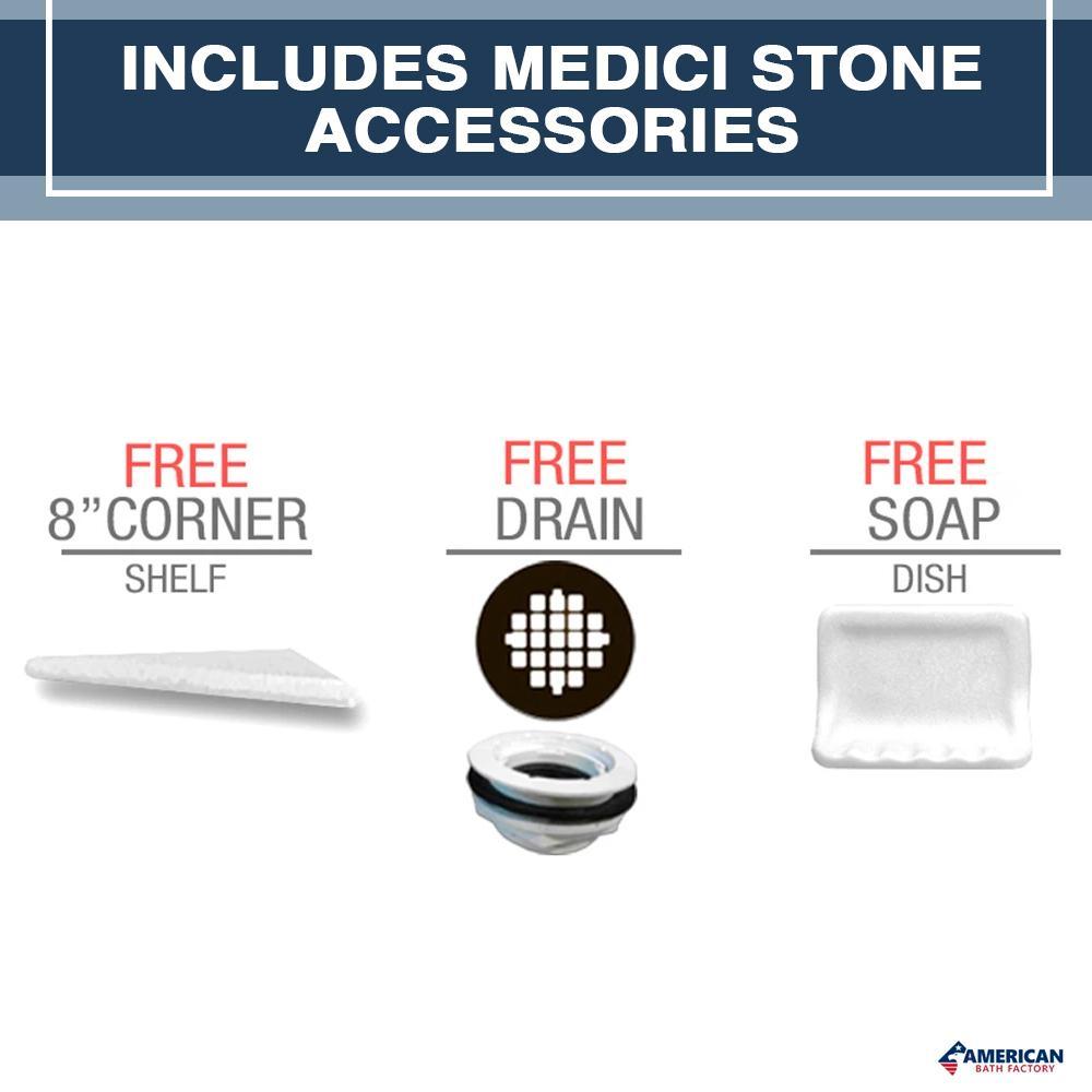 Premium Carrara Marble Corner Shower Enclosure Kit - Frameless Glass Bathroom Shower Door with Stainless Steel Hardware, Waterproof & Easy to Clean - Perfect for Modern Bathroom Renovations & Spa-Like Showers