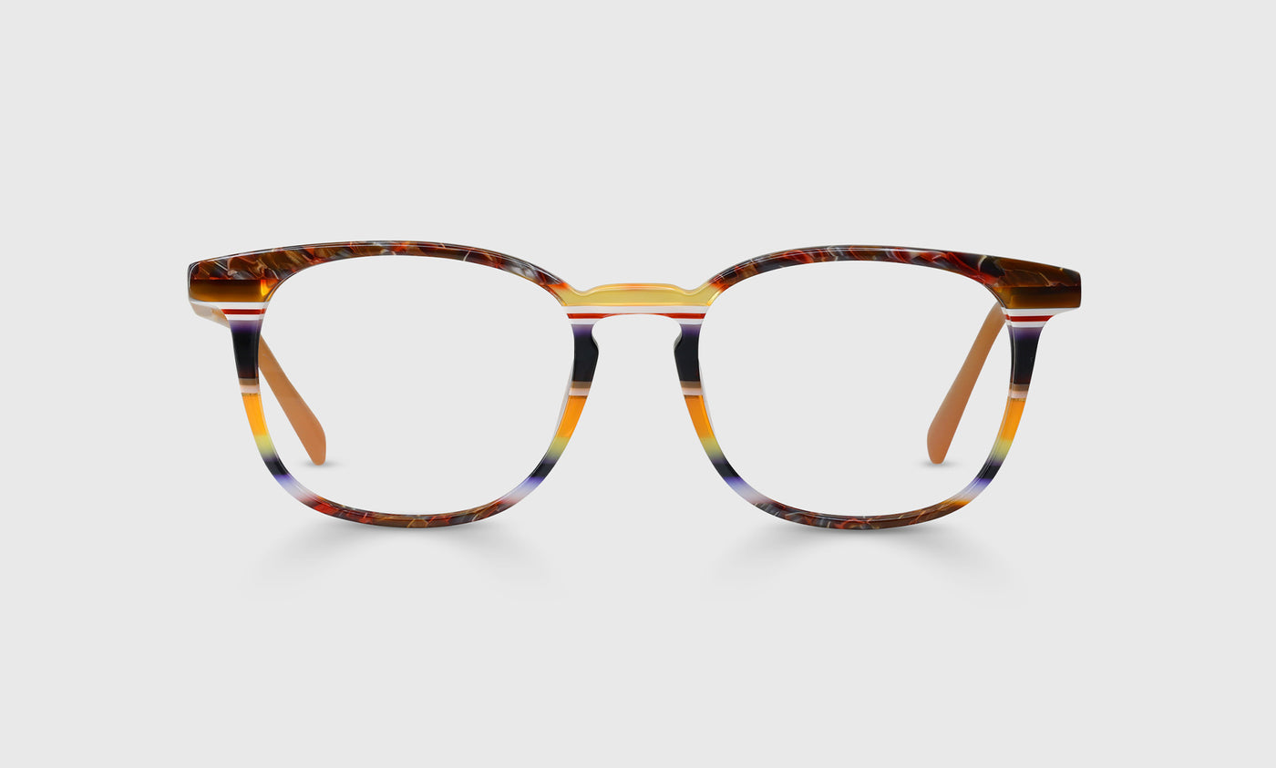 Boardroom Color 76 Orange Multi Stripe Front & Bronze Temple Glasses - Stylish Eyewear for Business Meetings & Professional Settings
