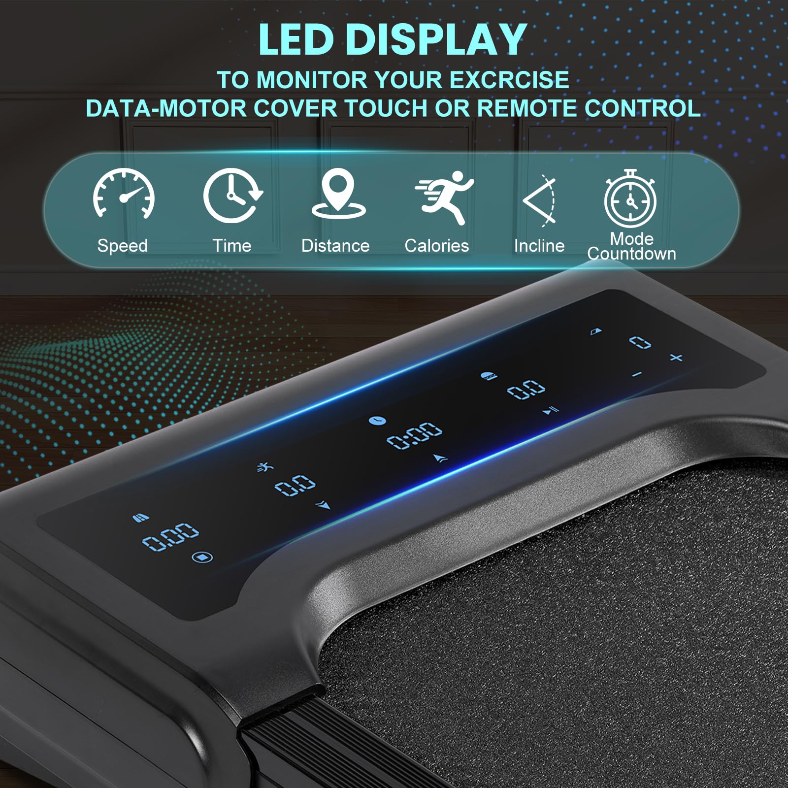 GARVEE 2 in 1 Portable Walking Treadmill for Home & Office - 2.5HP Ultra Quiet Folding Treadmill with Remote Control, LED Display & 16.5
