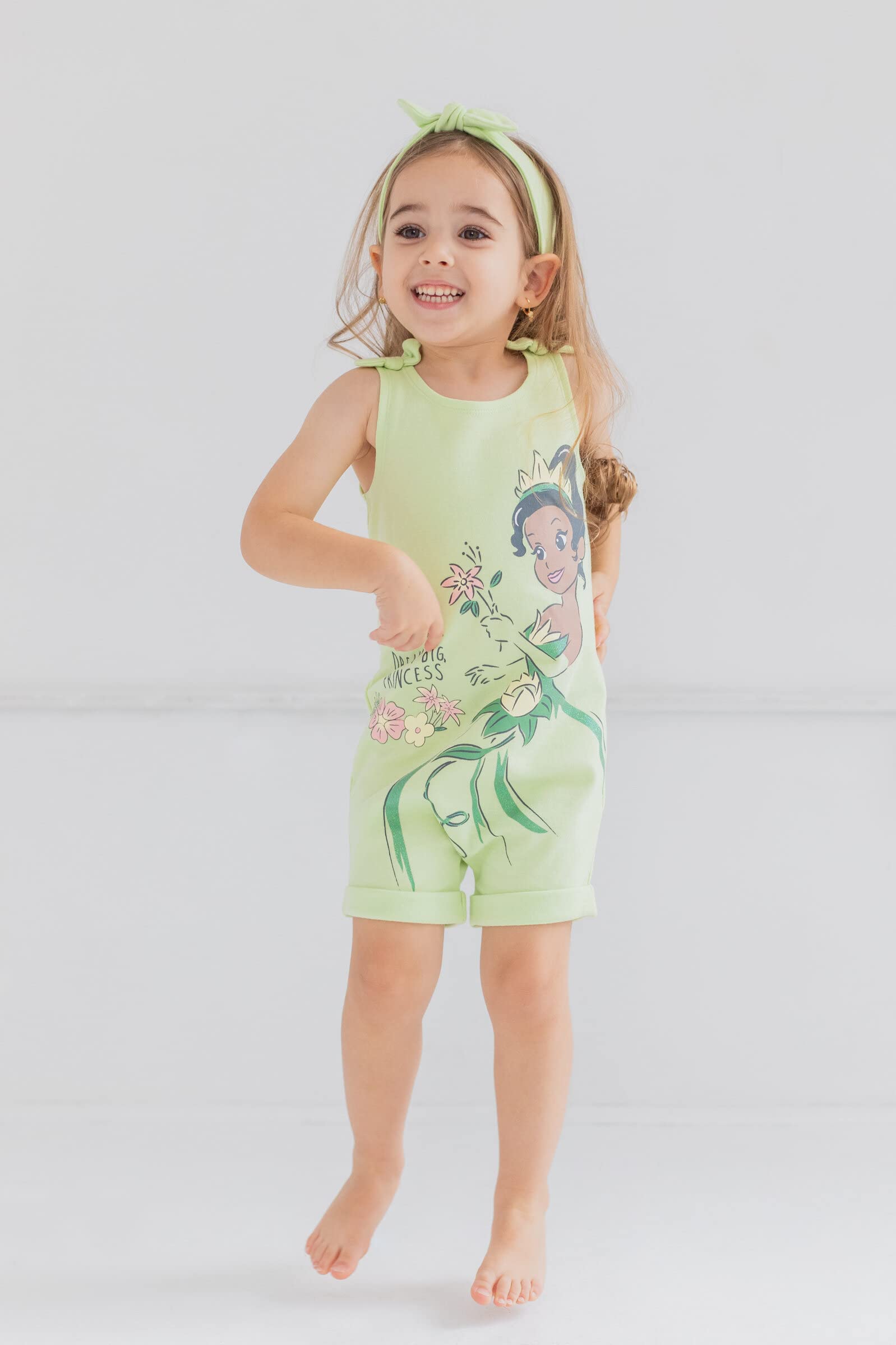 Disney Princess Baby Girls Snap Romper & Headband Set - Rapunzel, Ariel, Belle, Jasmine, Aurora - Newborn to Toddler Outfit for Birthday, Photo Shoot, and Special Occasions