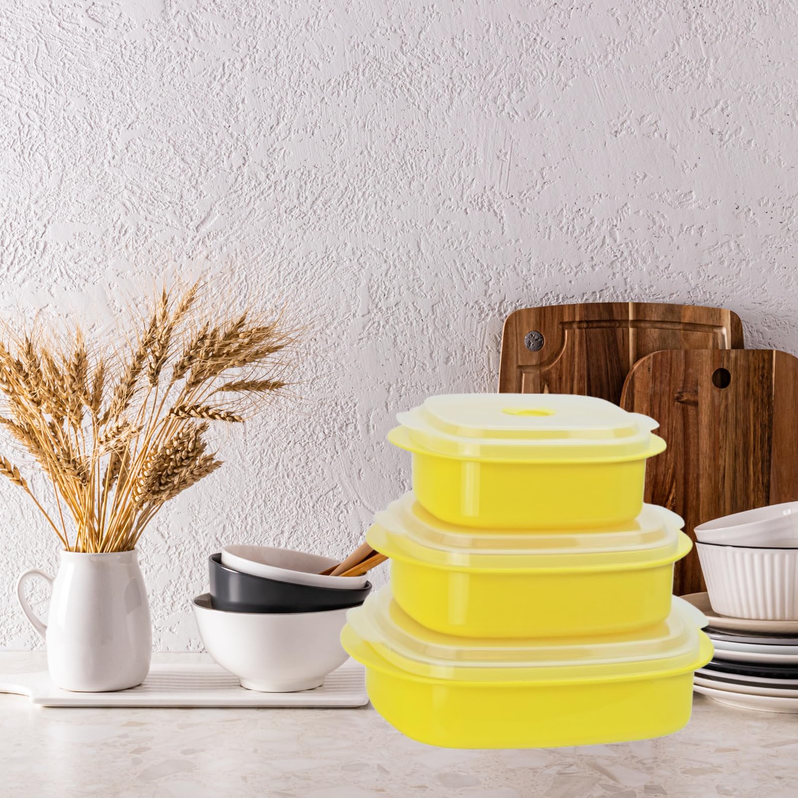 Reston Lloyd Calypso Basics 6-Piece Microwave Cookware Set - Steamer & Food Storage Containers with Lid, BPA-Free Plastic (Lemon, Multiple Sizes) - Perfect for Meal Prep, Leftovers & Quick Microwave Cooking