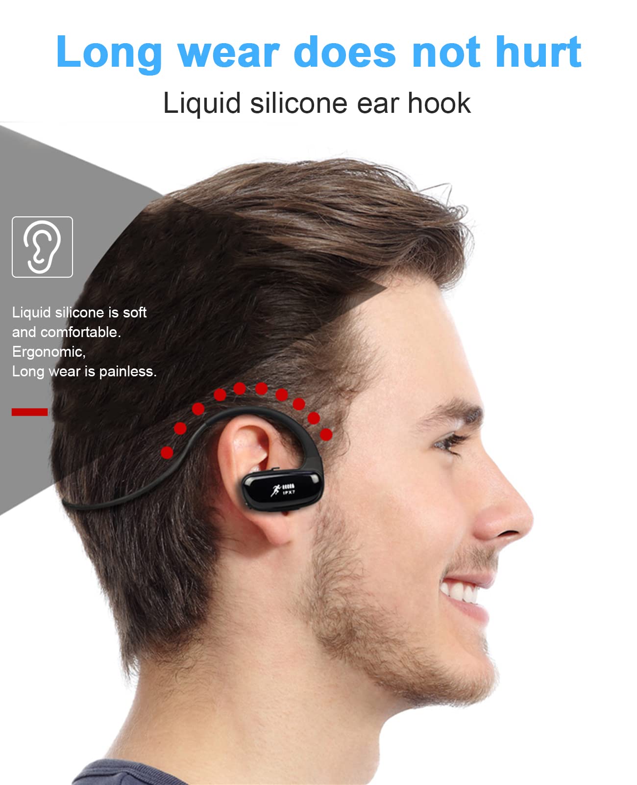 CYBORIS Wireless Bluetooth 5.0 Sports Headphones - IPX7 Waterproof MP3 Player with 16GB Storage, 10Hrs Playtime & Noise Cancelling Mic for Swimming, Running, Gym Workouts (Red) - Perfect for Athletes & Outdoor Activities
