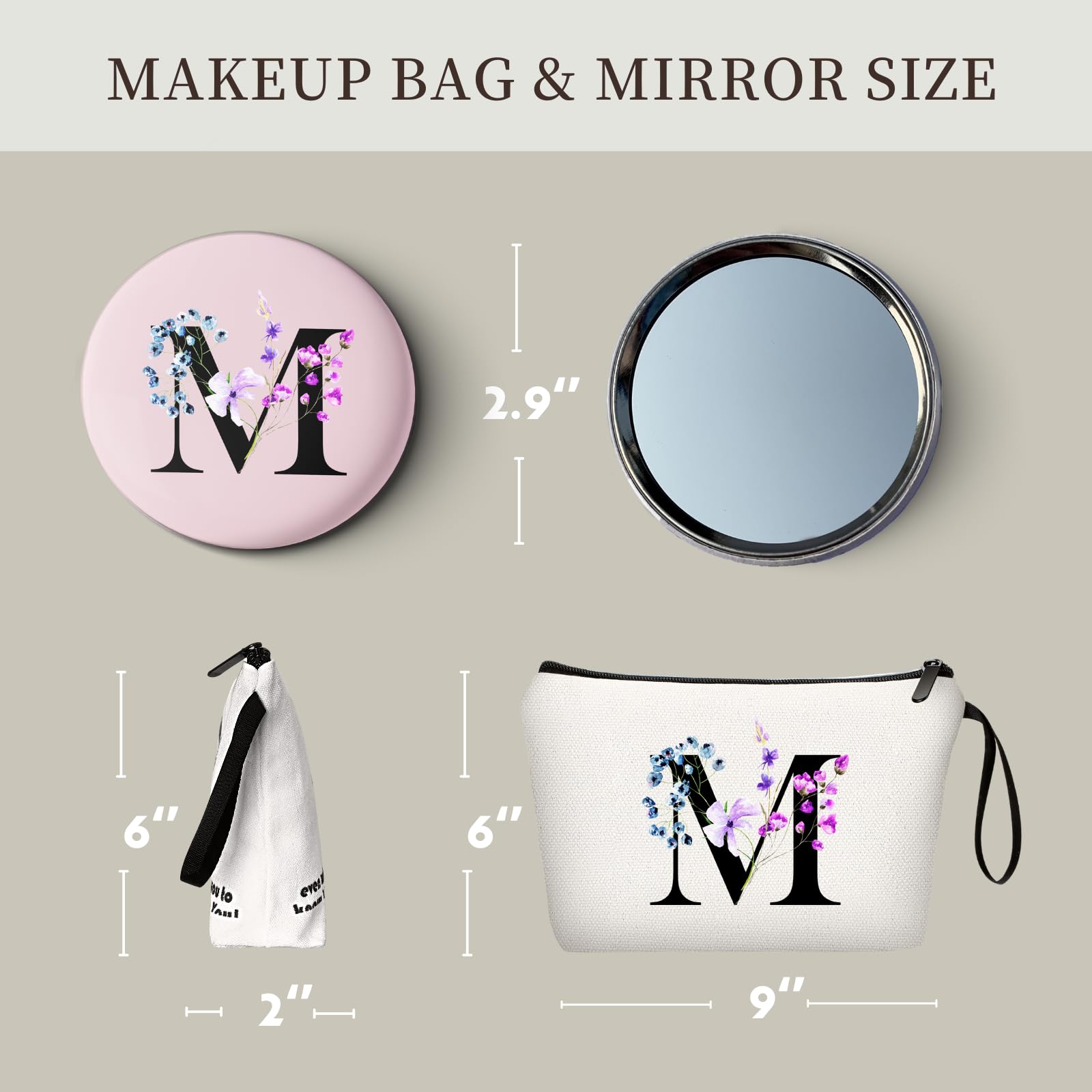 SEAMOON Personalized Makeup Cosmetic Bag with Mirror - Birthday Gift for Women, Mom, Bridesmaid, Teacher, Friend - Valentine's Day, Mother's Day, Christmas, Graduation Present - Perfect for Travel, Bridal Party, and Everyday Use