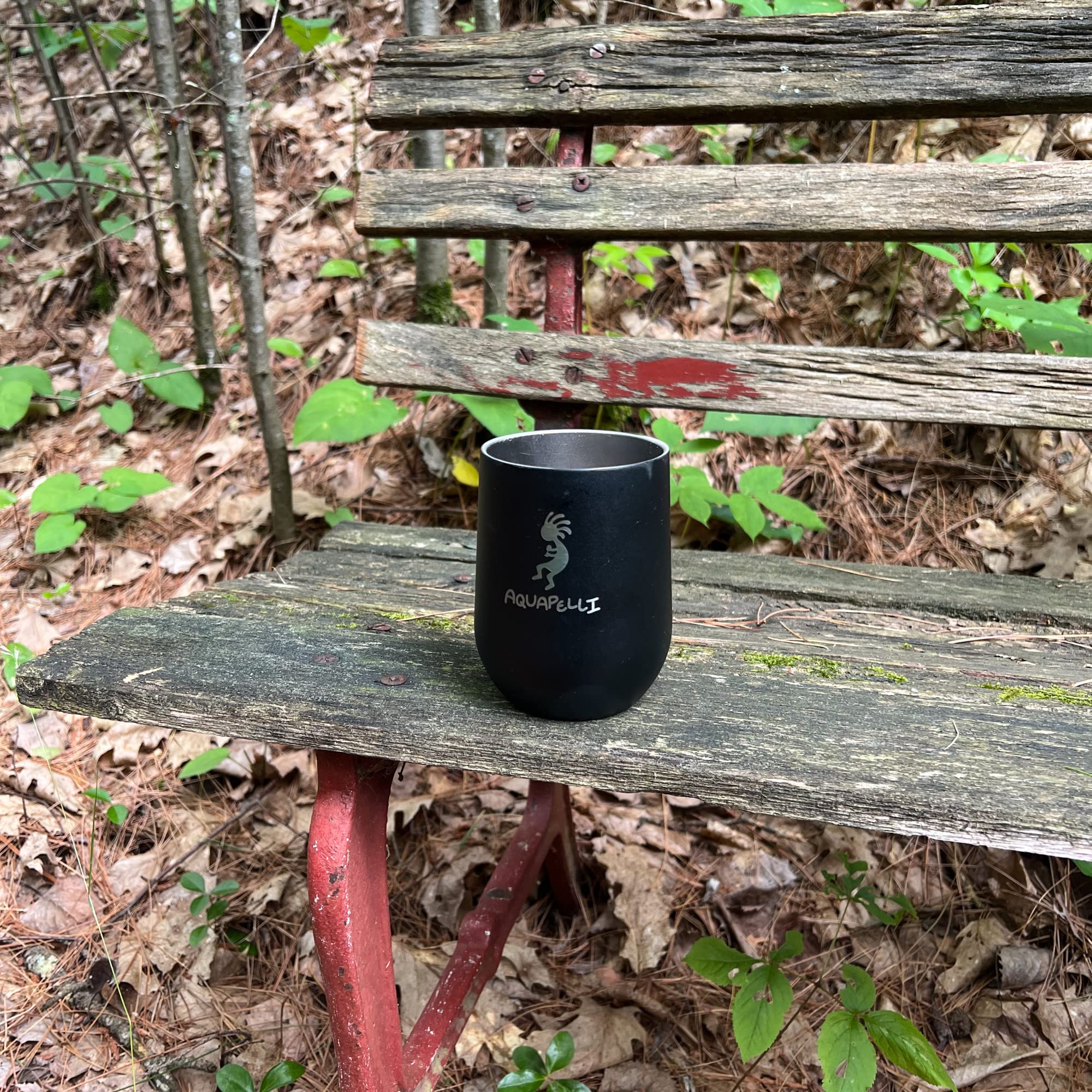 Aquapelli 12oz Vacuum Insulated Wine Tumbler - Leakproof Stainless Steel Travel Mug with Lid, Midnight Black - Perfect for Outdoor Picnics, Commuting & Office Use
