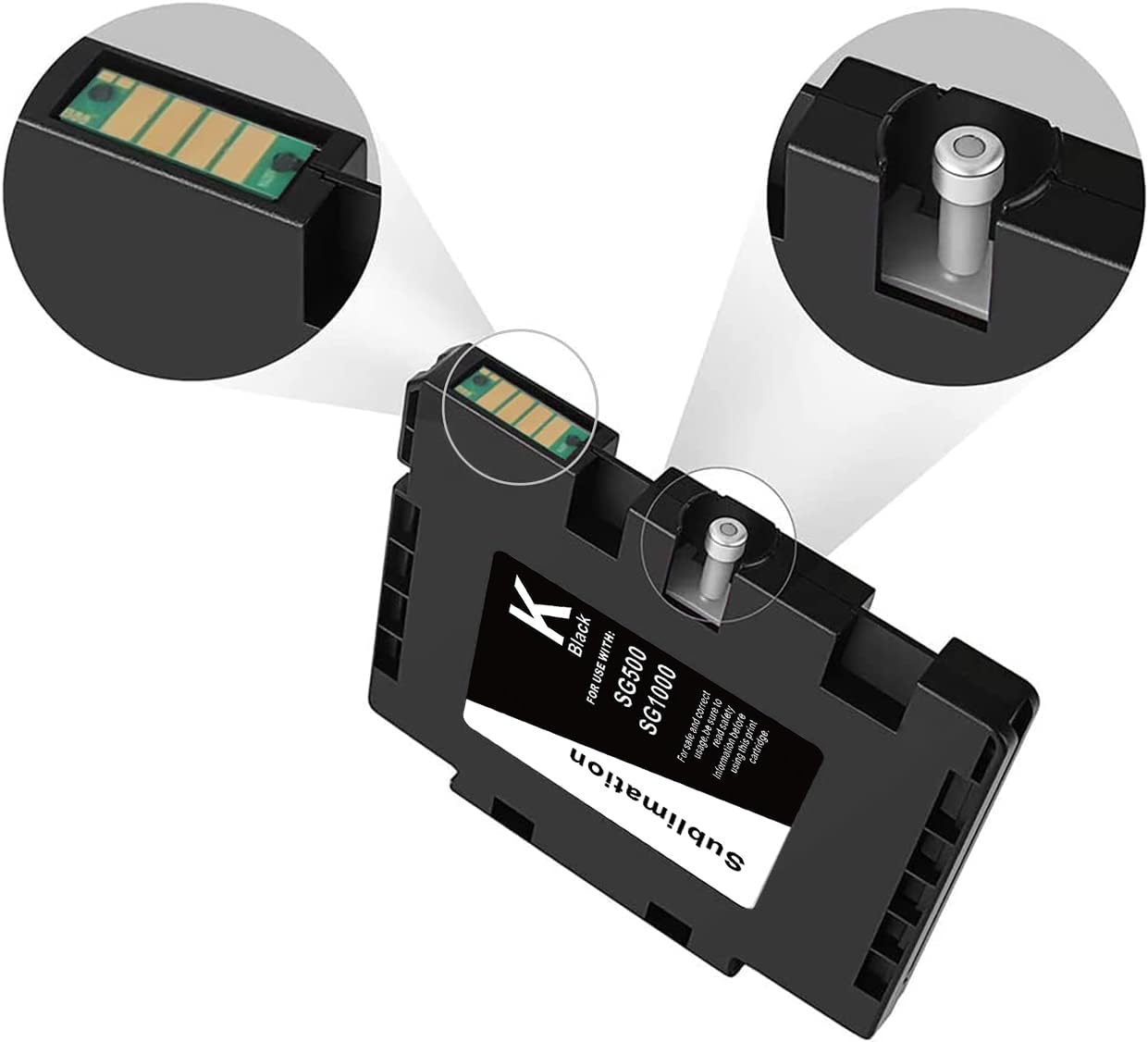 Sawgrass Virtuoso SG500 SG1000 Sublimation Ink Cartridge - 2 Pack Black Ink Refills for T-Shirt, Mug & Photo Printing