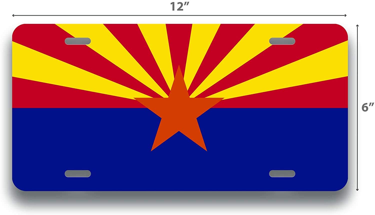 Arizona State Flag Metal License Plate - 6x12 Inch Universal Vanity Plate for Cars, Trucks & Trailers - Durable Novelty Auto Tag (AM008) - Perfect for Road Trips, Tailgating & State Pride Display