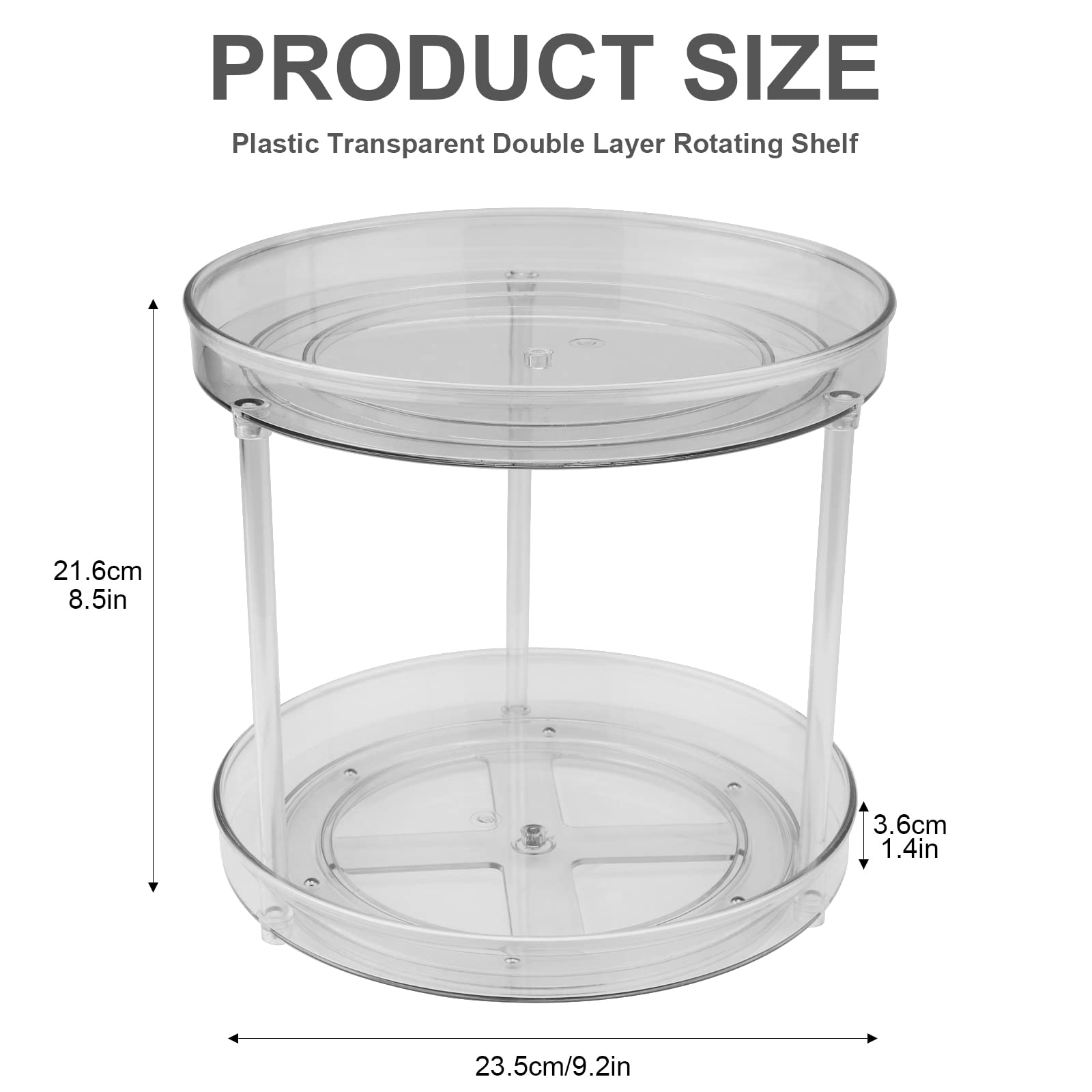 2-Tier Lazy Susan Turntable Organizer - Clear Plastic Rotating Storage Bin for Kitchen, Pantry & Bathroom | Spice Rack, Makeup Organizer & Cabinet Storage Solution | Perfect for Countertops, Dressers & Living Rooms